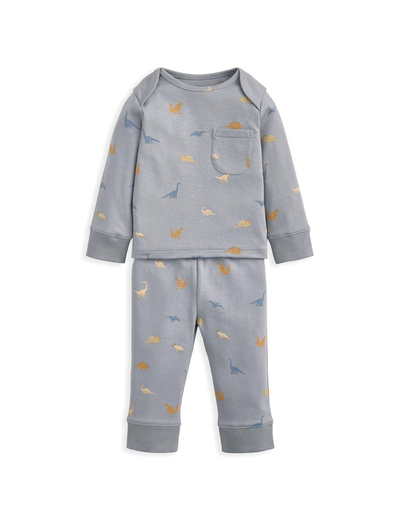 Mamas & Papas Baby Boys Micro Dino Print Jersey Pyjamas - Blue