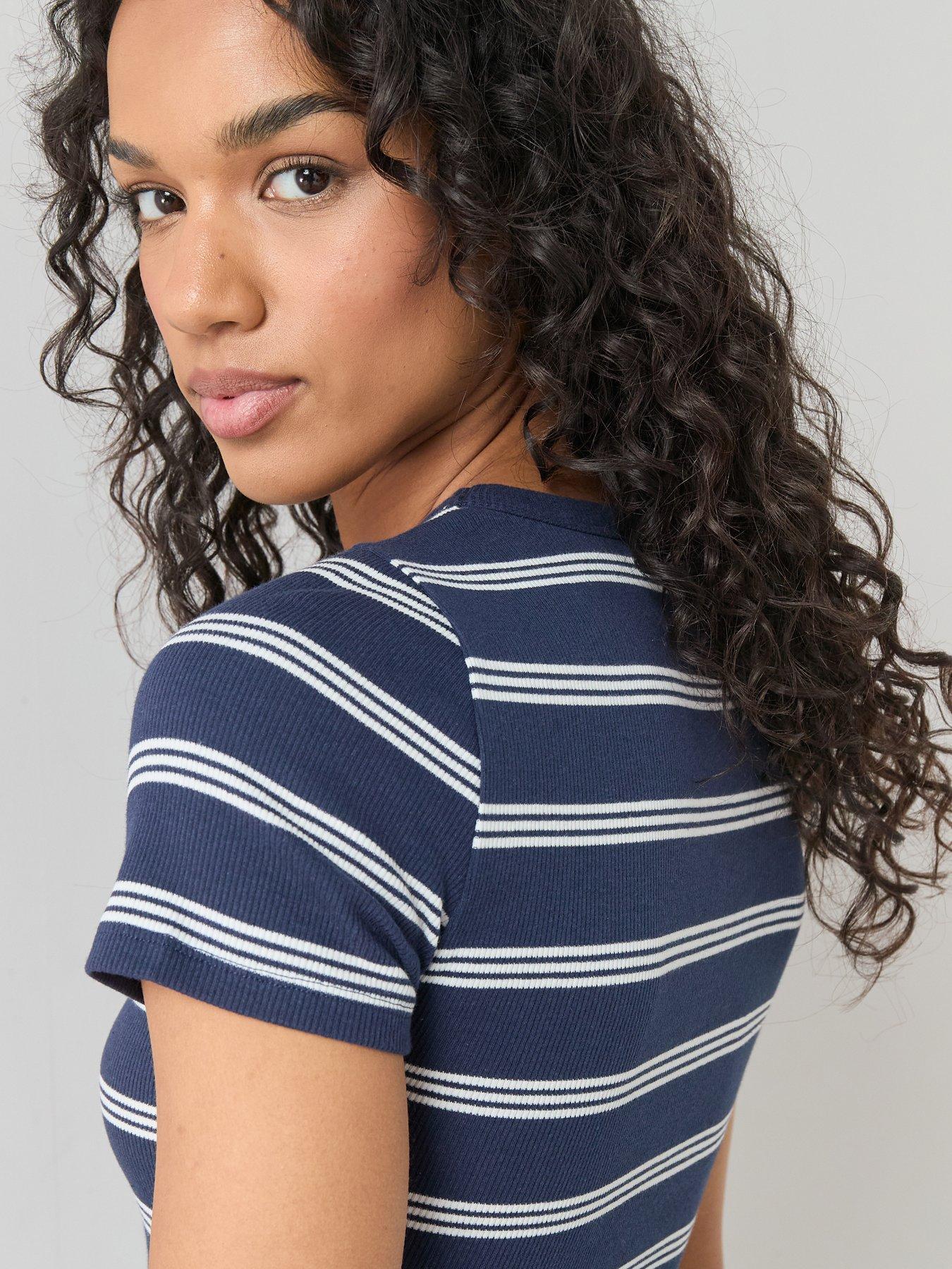 The Very Collection Stretch Stripe Rib T-Shirt - Multi | Littlewoods