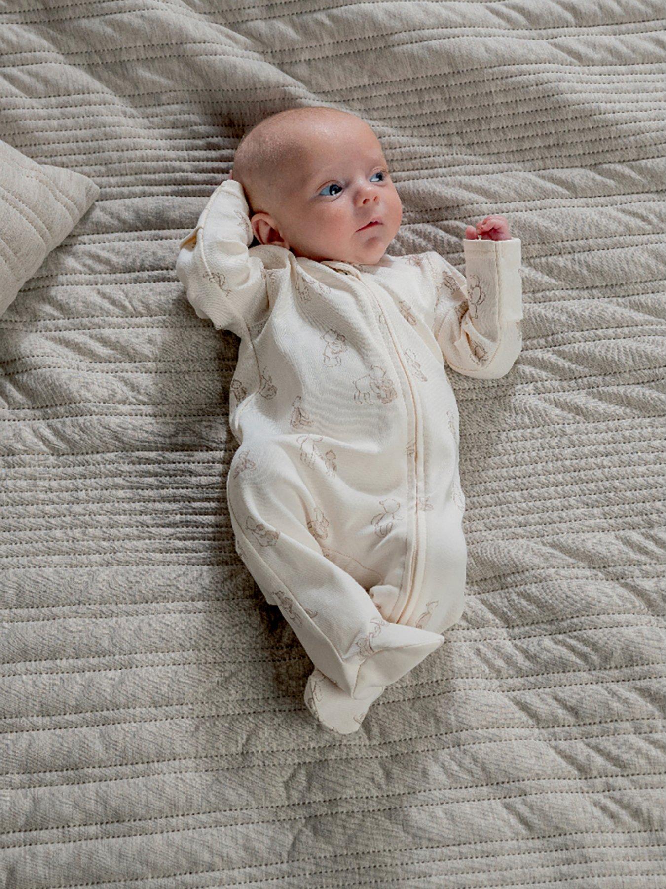 Image 2 of 5 of Mamas & Papas Baby Unisex Teddy Bear Print Zip All In One - Cream