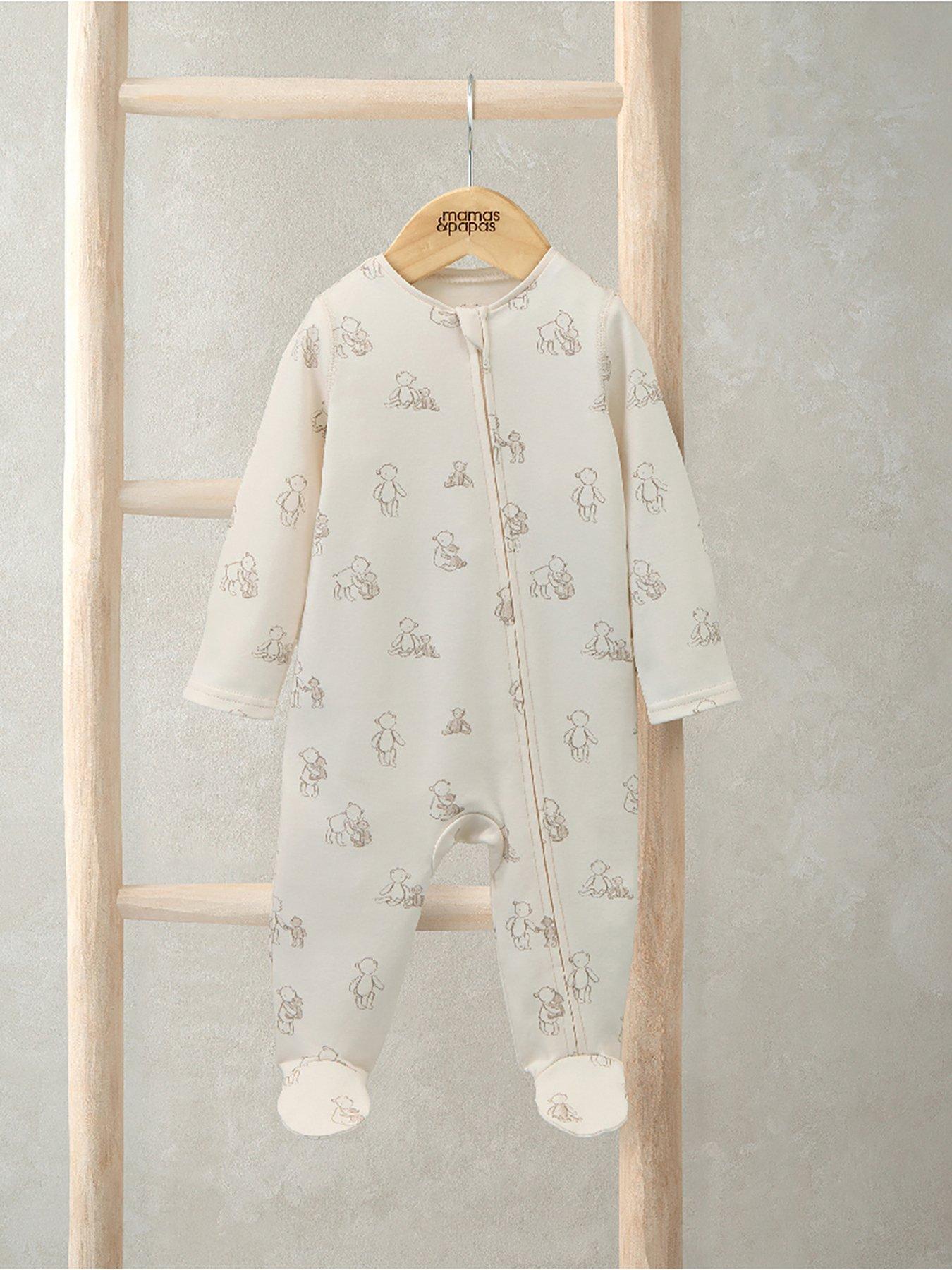 Image 3 of 5 of Mamas & Papas Baby Unisex Teddy Bear Print Zip All In One - Cream