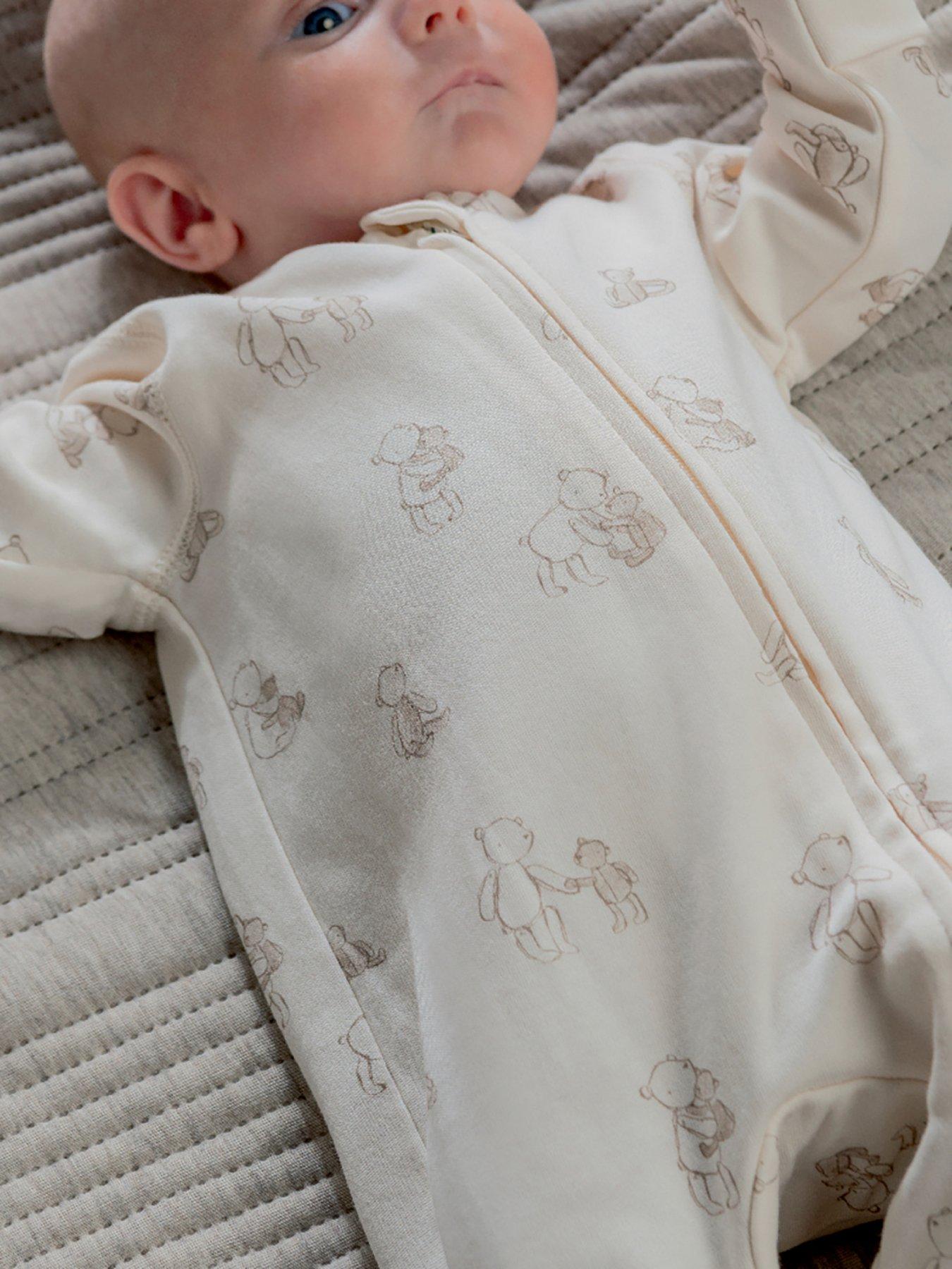 Image 4 of 5 of Mamas & Papas Baby Unisex Teddy Bear Print Zip All In One - Cream