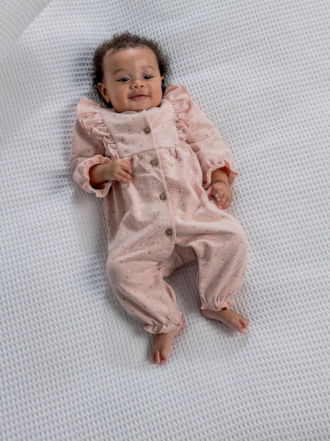 undefined Baby Girls Dainty Floral Print Romper - Pink