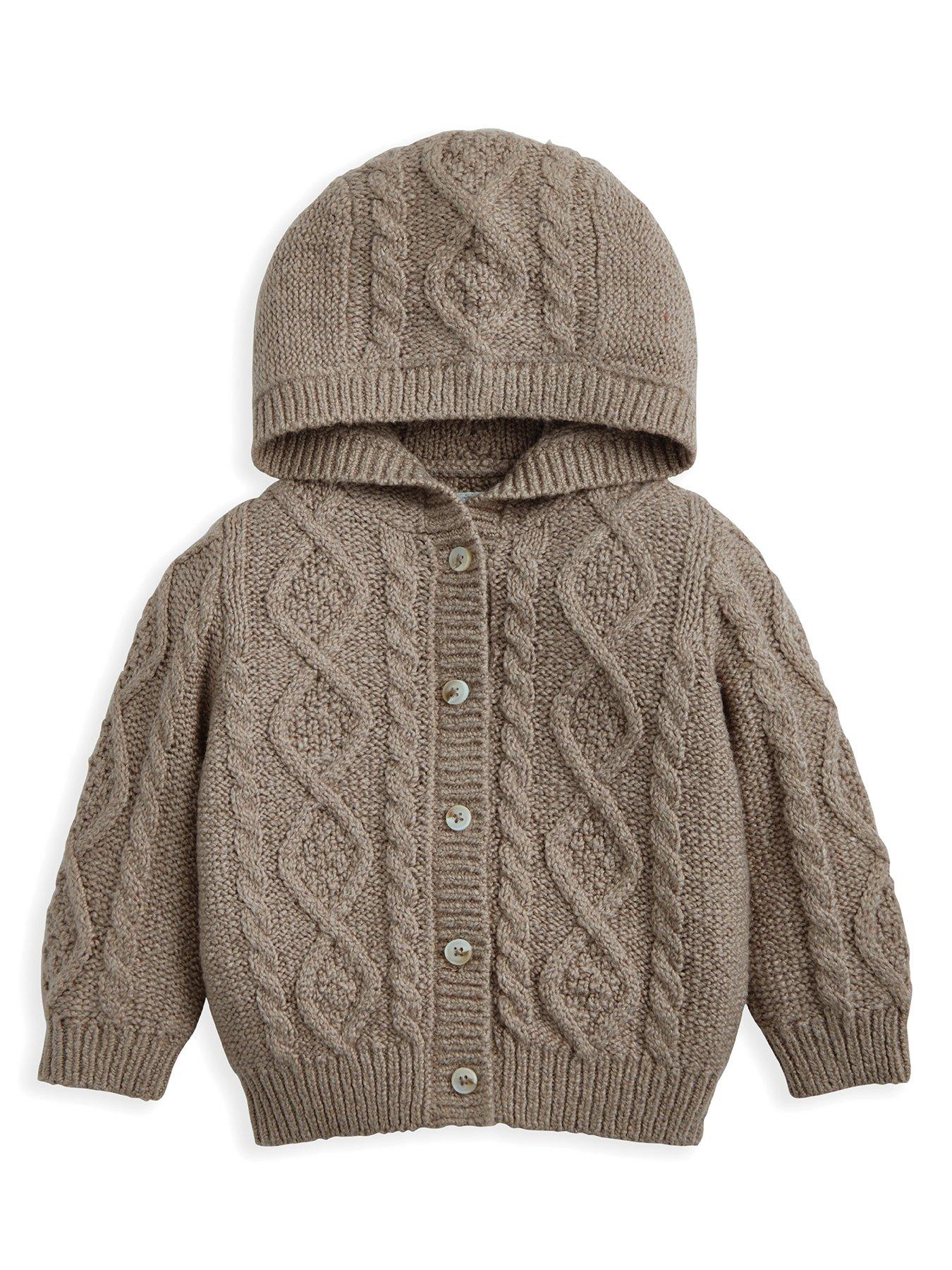 mamas-papas-baby-unisex-hooded-cable-knitted-cardigan-beige