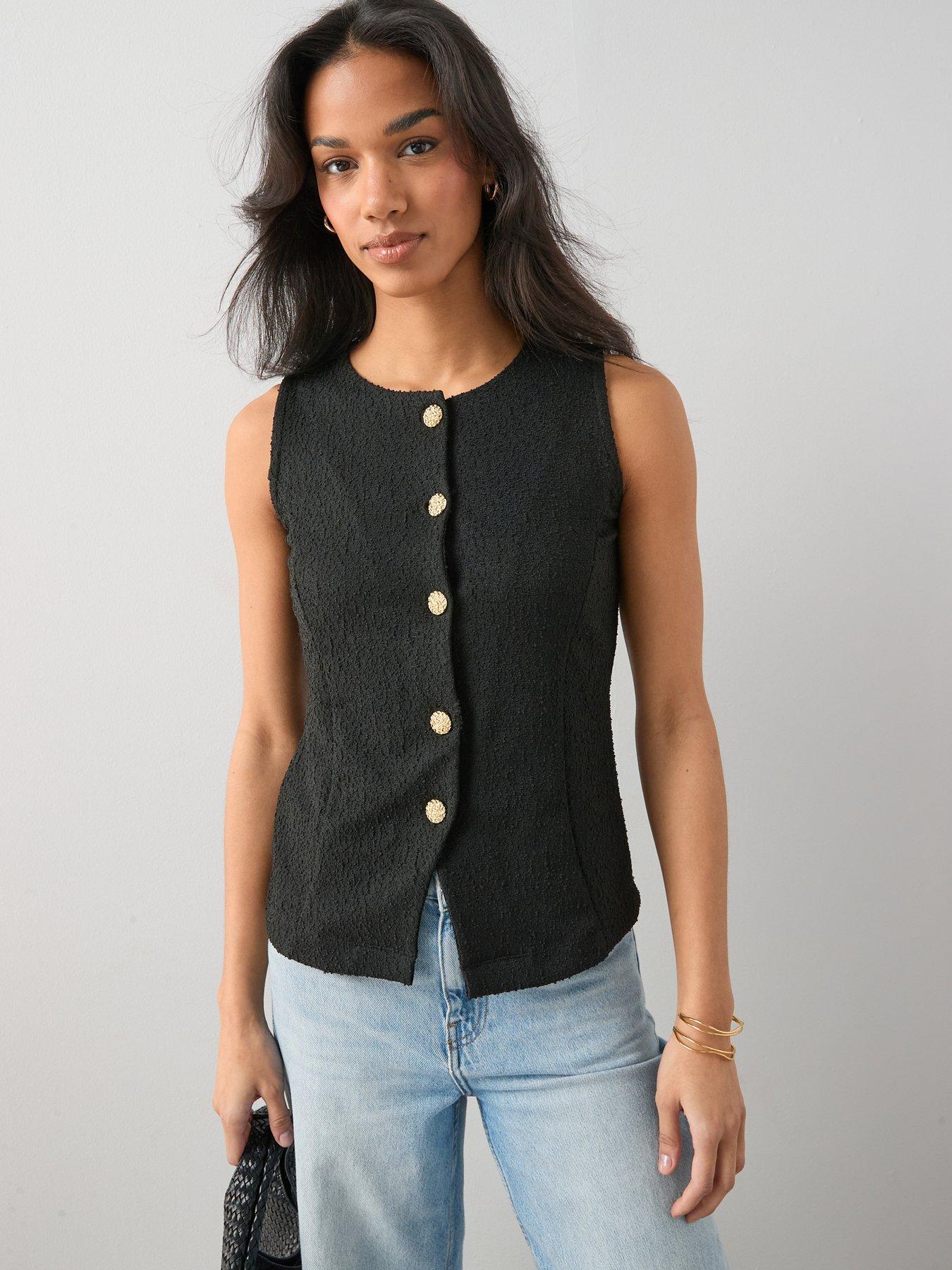 Image 1 of 7 of The Very Collection Boucle Top - Black