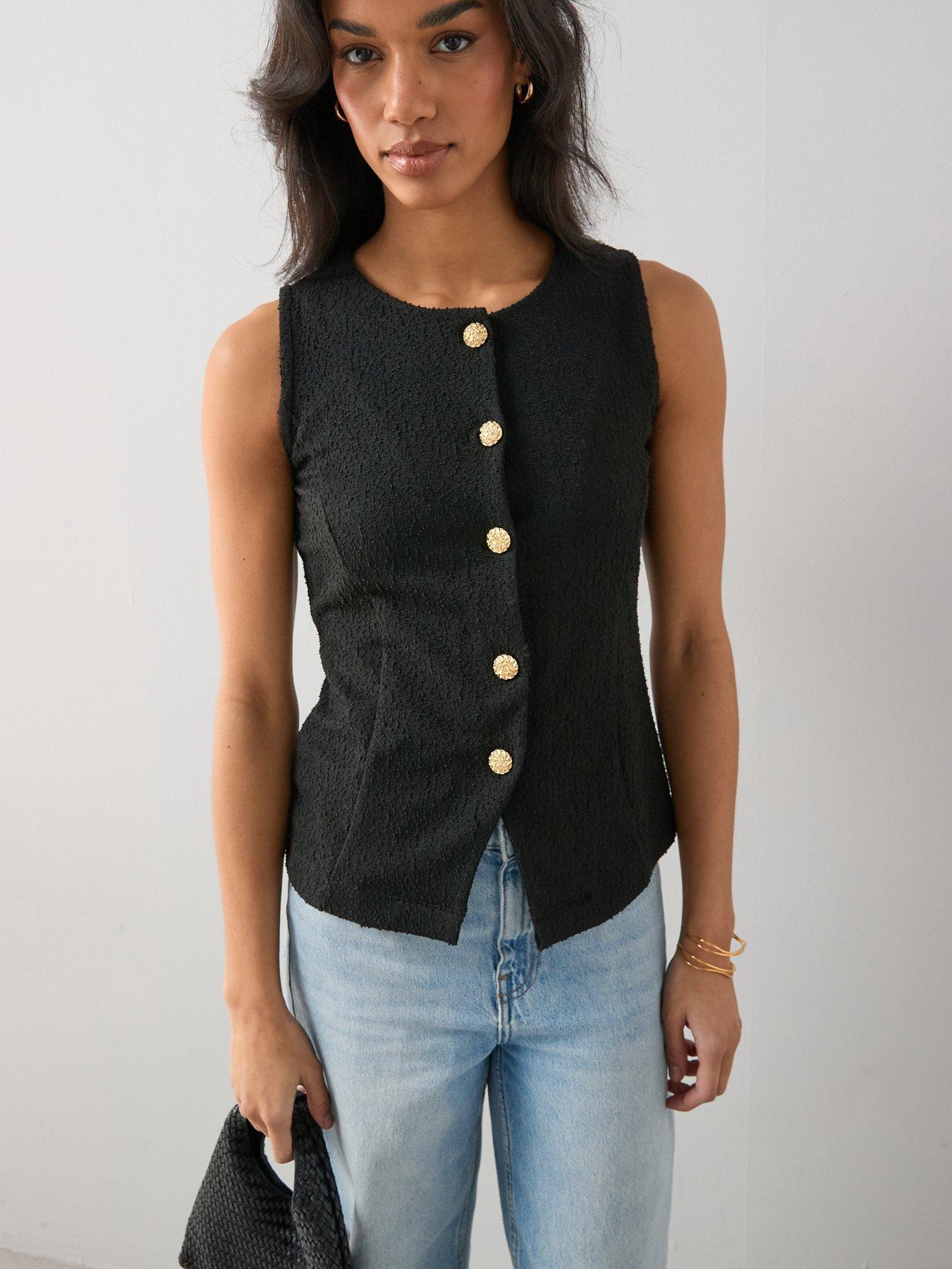 Image 6 of 7 of The Very Collection Boucle Top - Black