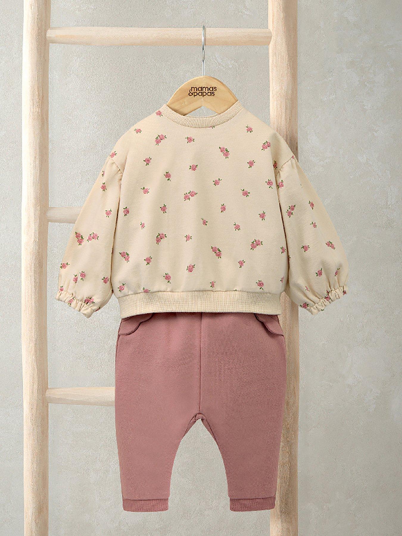 undefined Baby Girls 2 Piece Blooming Rose Sweatshirt & Jogger Set - Pink