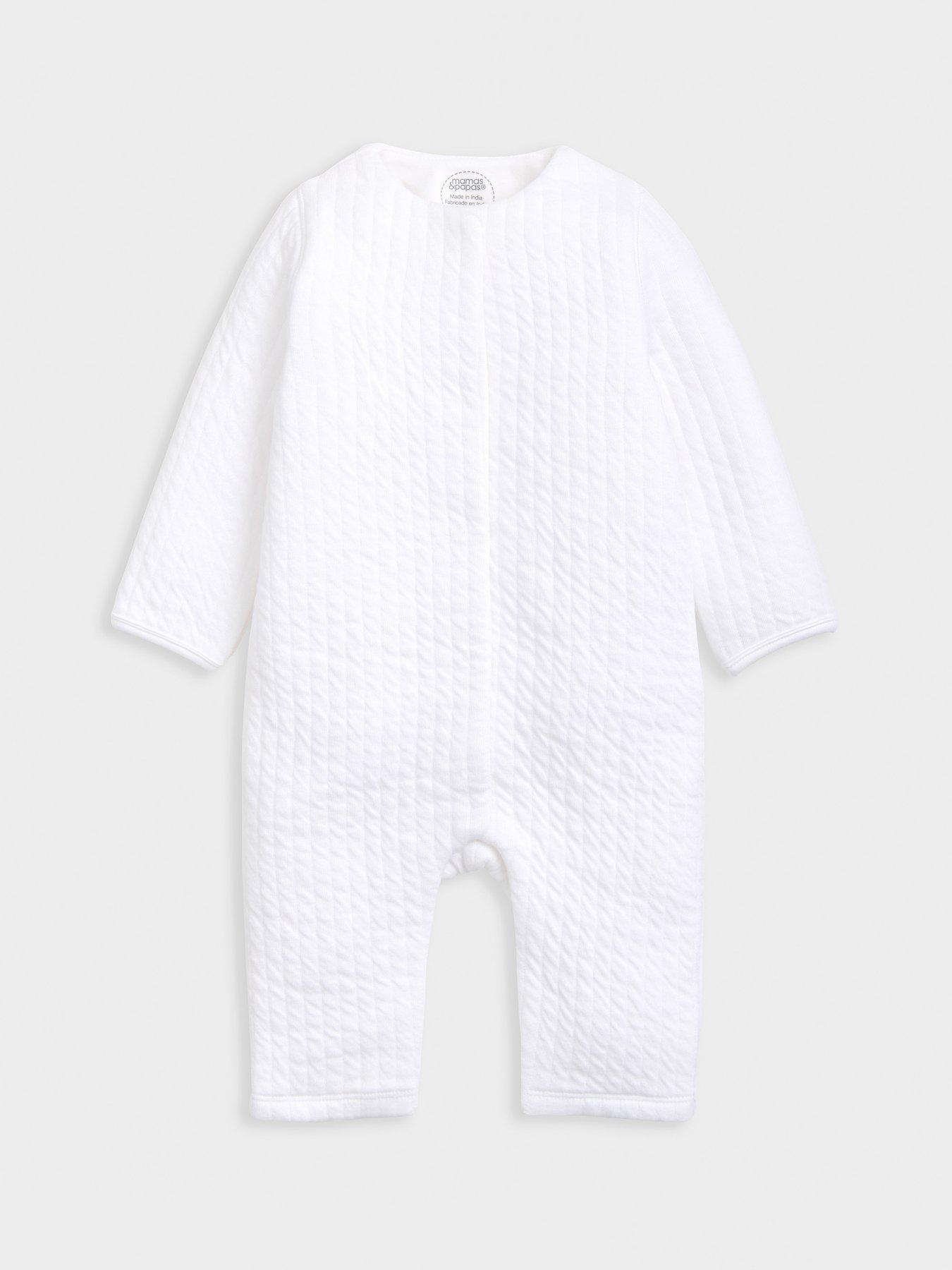 undefined Baby Unisex Long Sleeve Quilted Romper - White