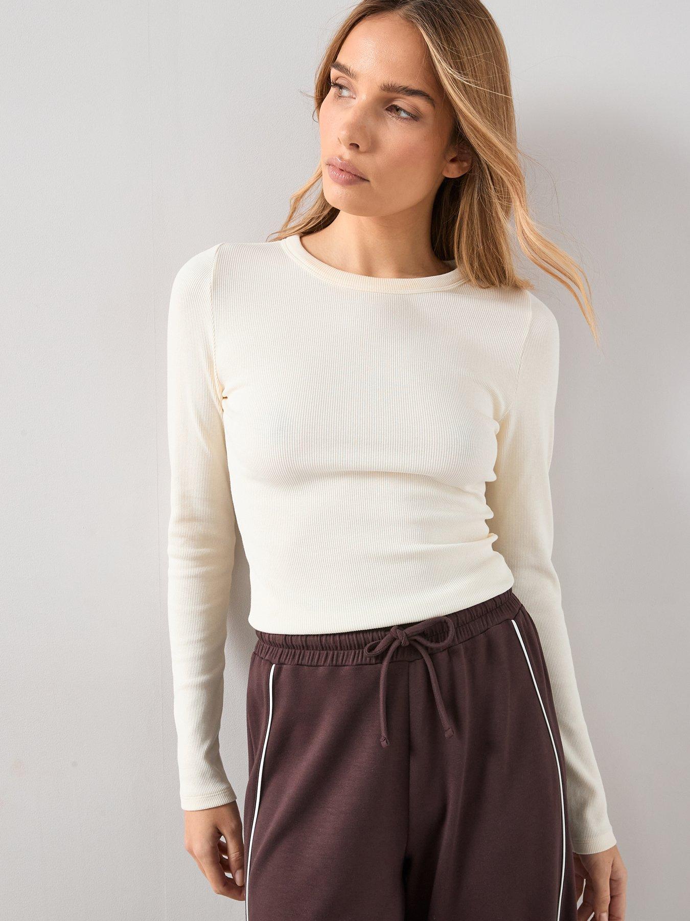 the-very-collection-stretch-long-sleeve-rib-t-shirt-cream