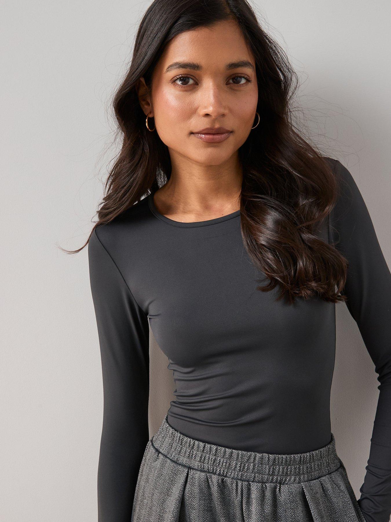 Image 1 of 7 of The Very Collection Soft Touch Long Sleeve Crewe T-shirt - Grey