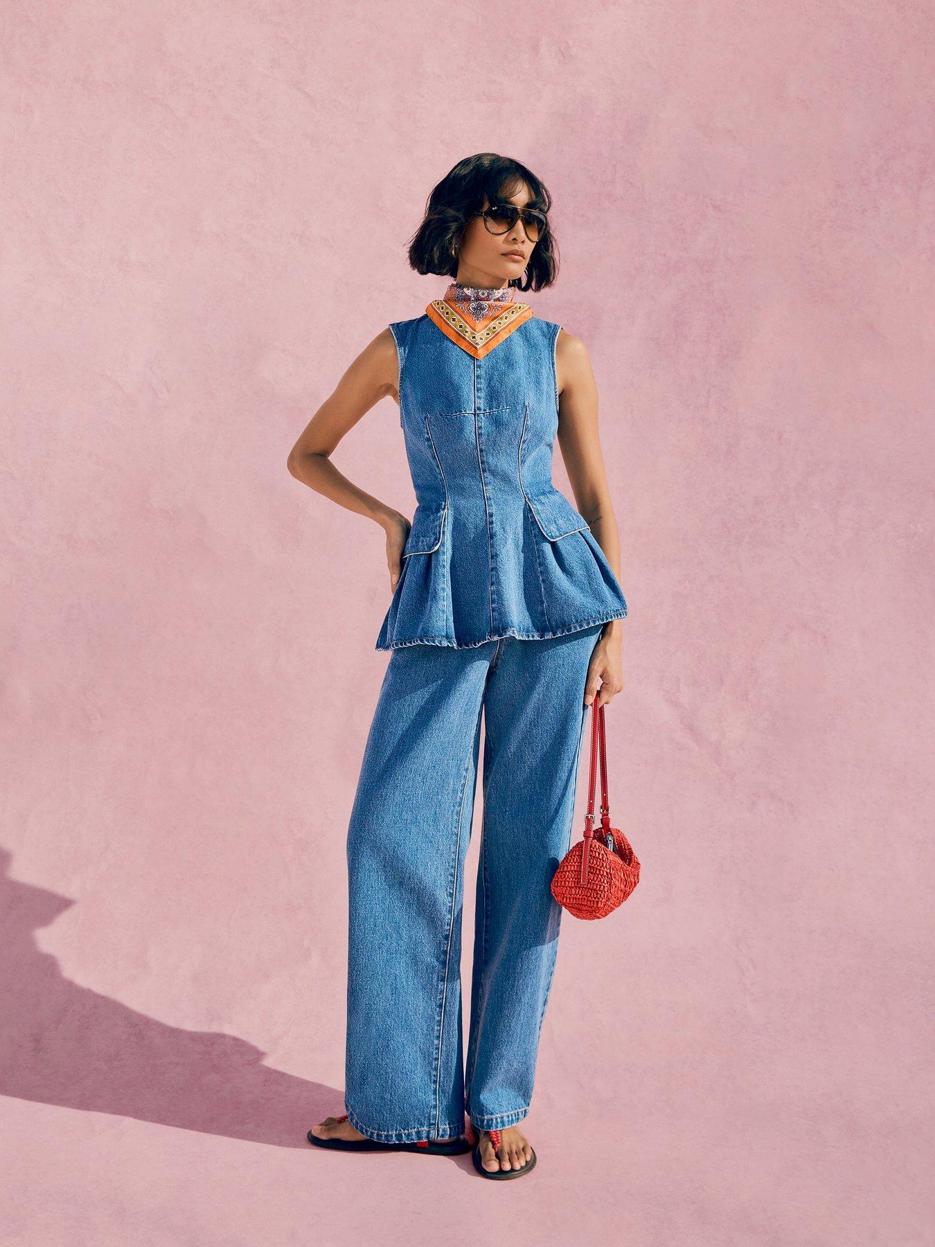 The Very Collection Wide Leg Co-ord Jeans - Mid Wash
