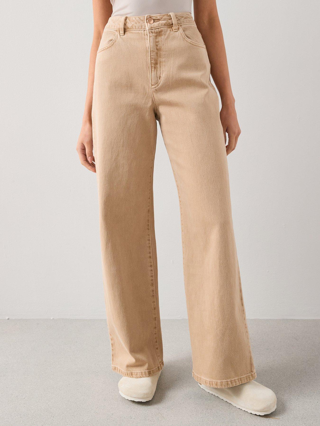 The Very Collection High Waist Wide Leg Jeans - Beige