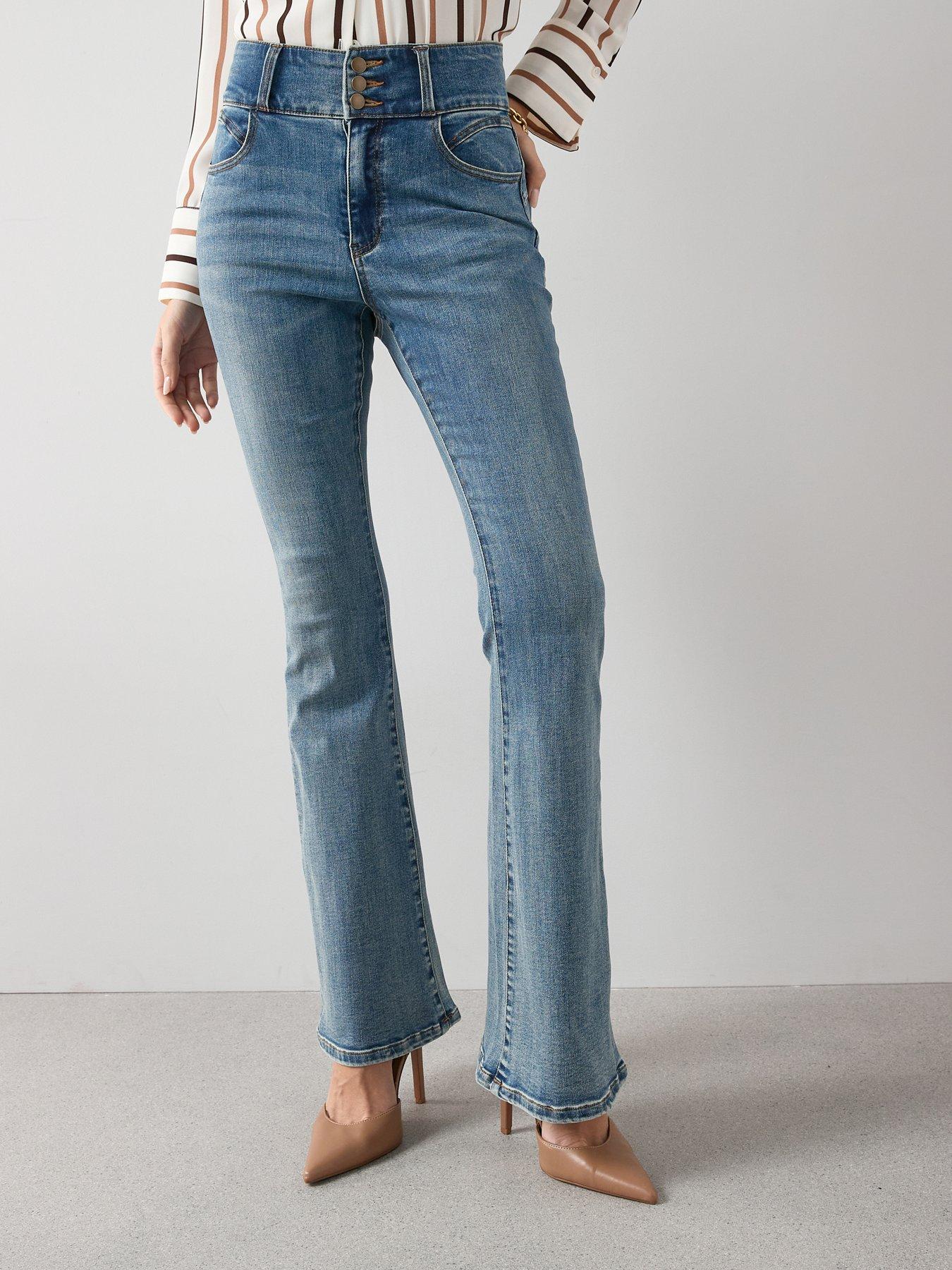  image of the-very-collection-triple-button-flare-shaping-jeans