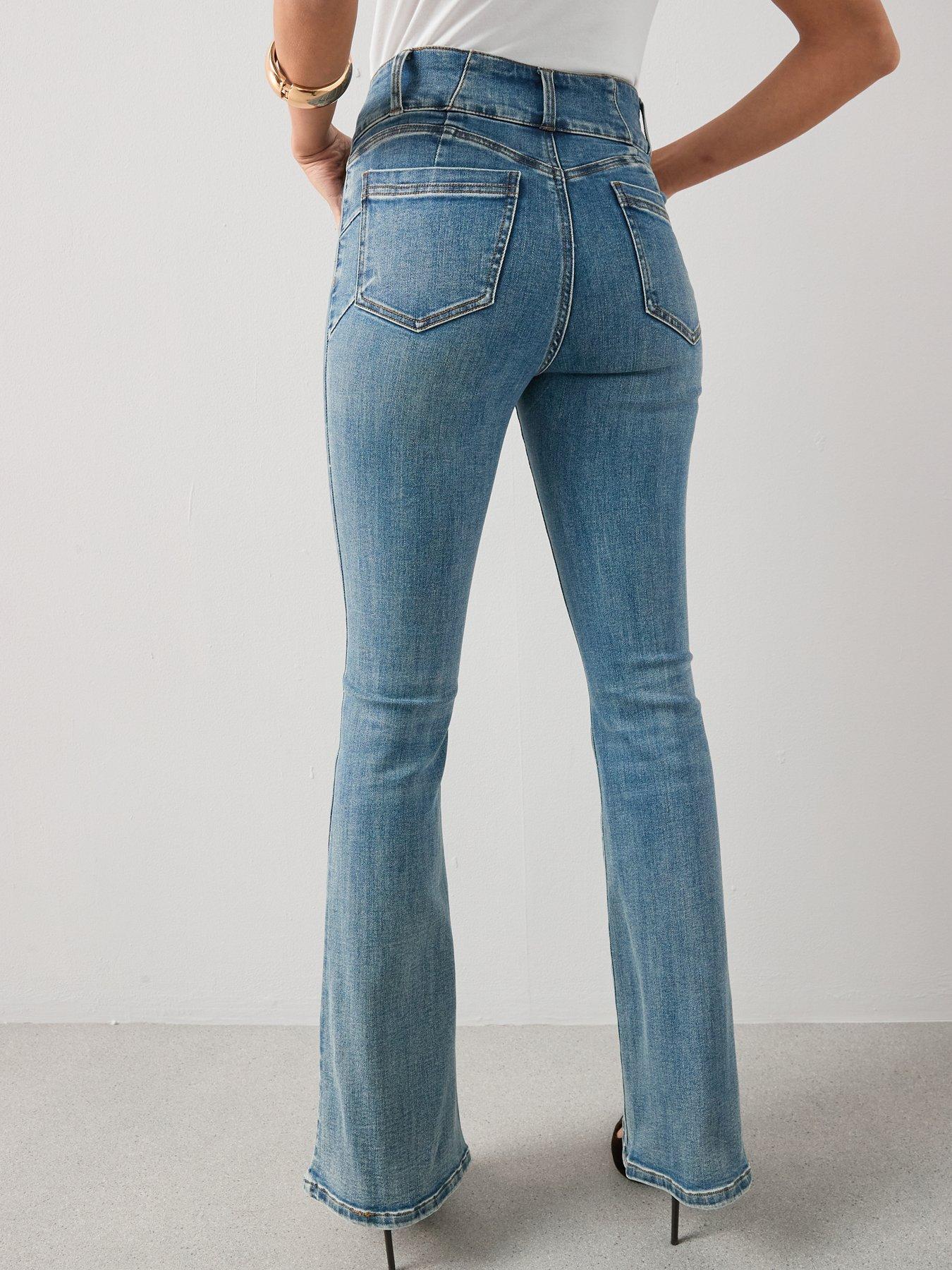 stillFront image of the-very-collection-triple-button-flare-shaping-jeans