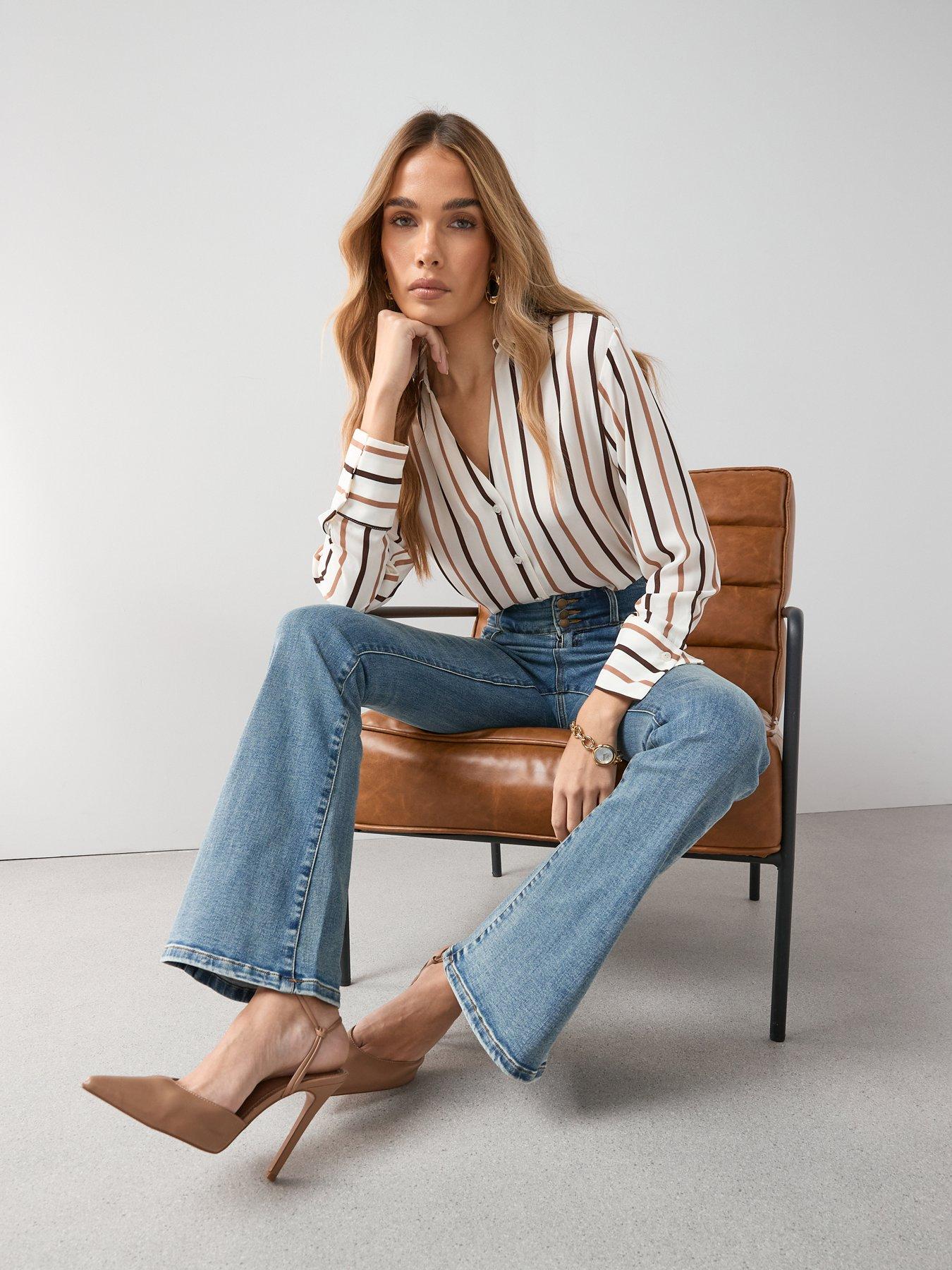  image of the-very-collection-triple-button-flare-shaping-jeans