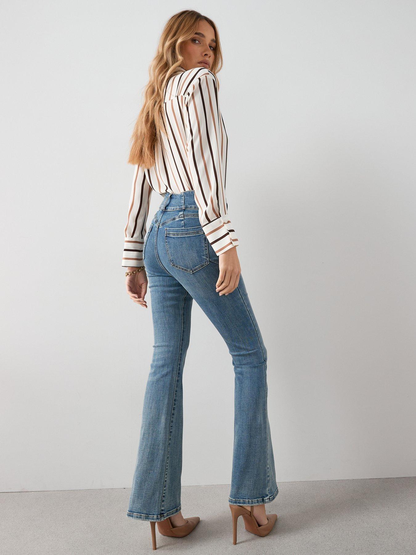  image of the-very-collection-triple-button-flare-shaping-jeans