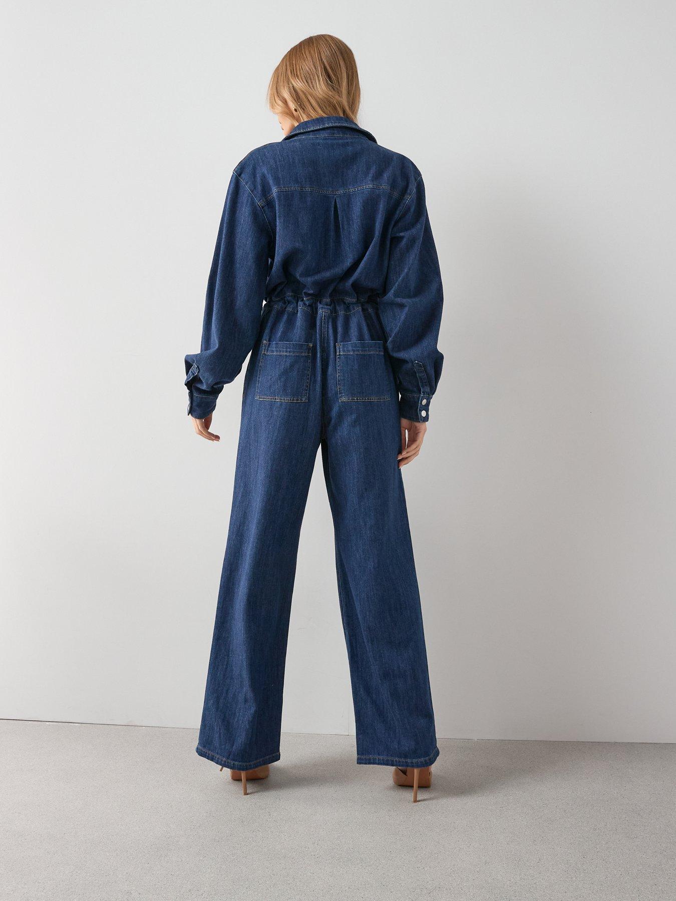 Image 2 of 7 of The Very Collection Soft Denim Jumpsuit - Dark Wash