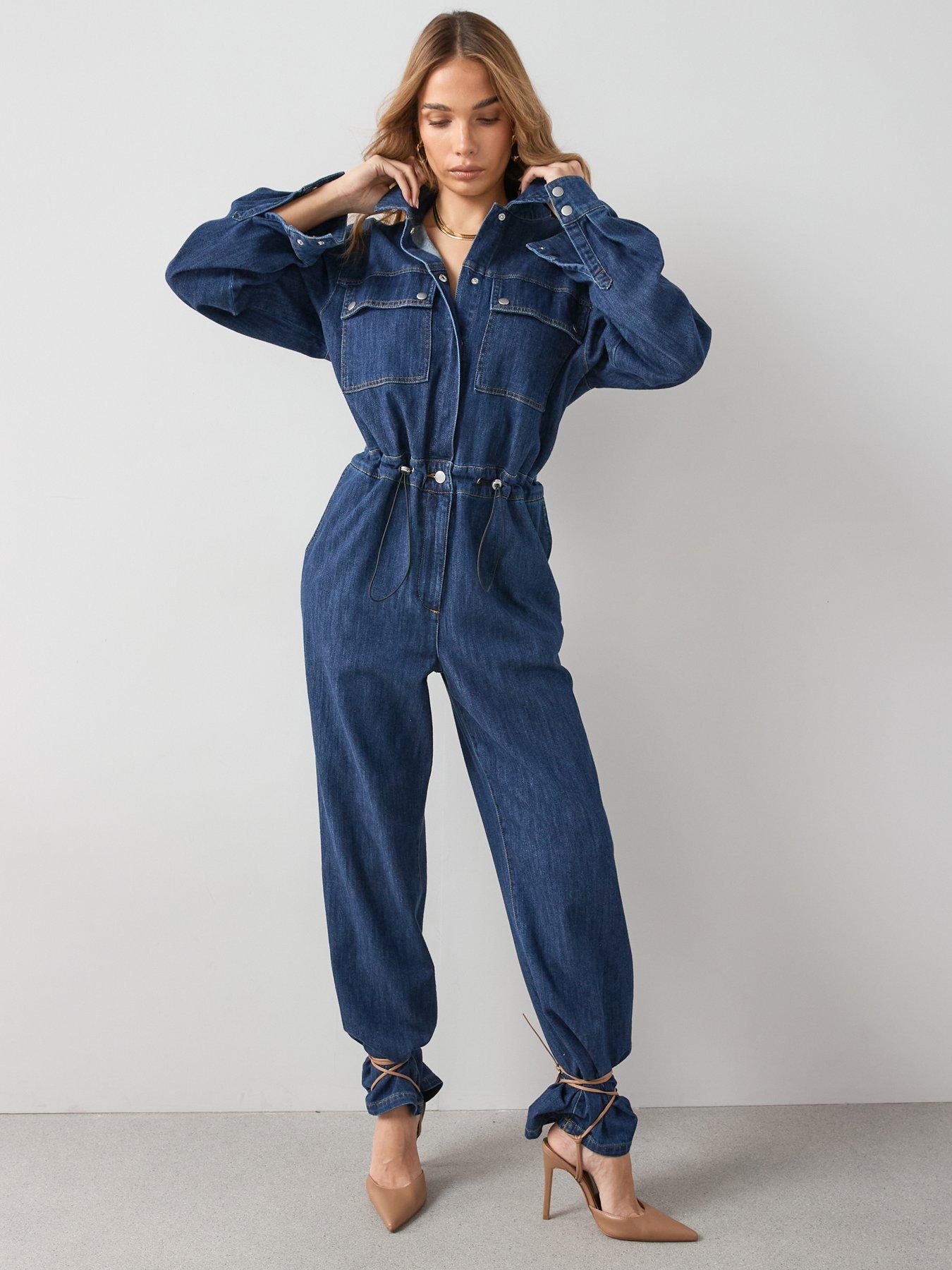 Image 3 of 7 of The Very Collection Soft Denim Jumpsuit - Dark Wash