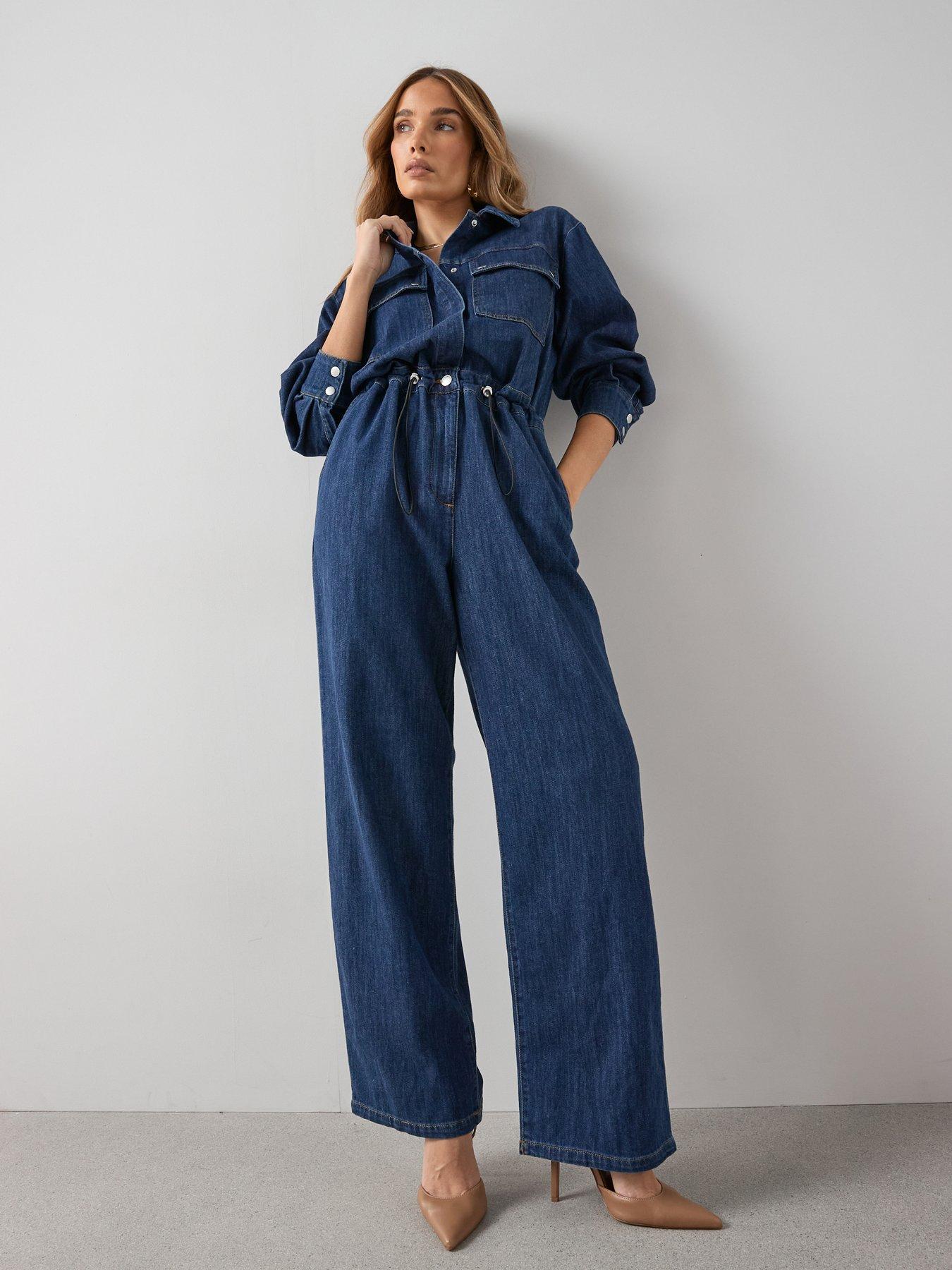 Image 6 of 7 of The Very Collection Soft Denim Jumpsuit - Dark Wash