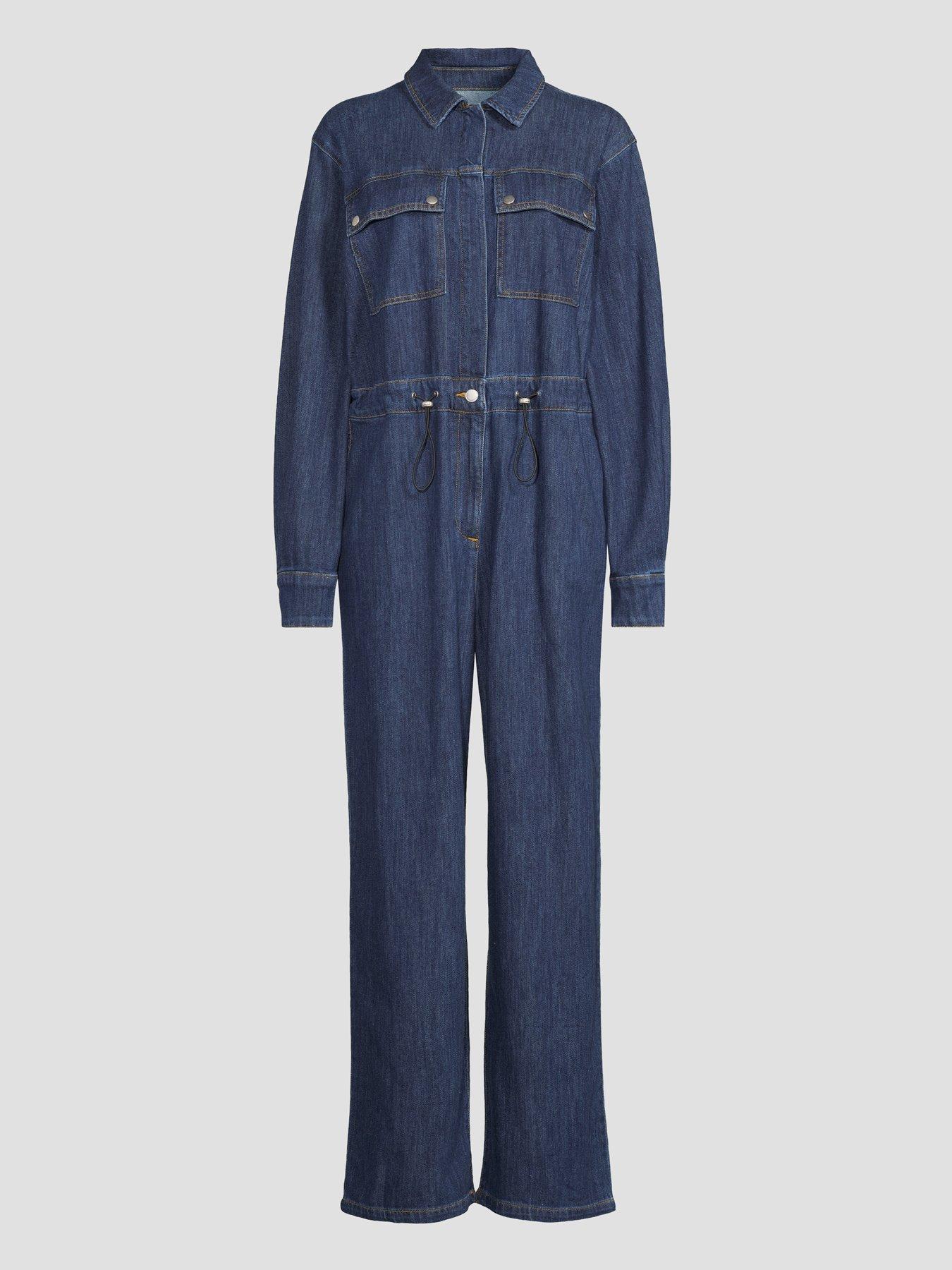 Image 7 of 7 of The Very Collection Soft Denim Jumpsuit - Dark Wash
