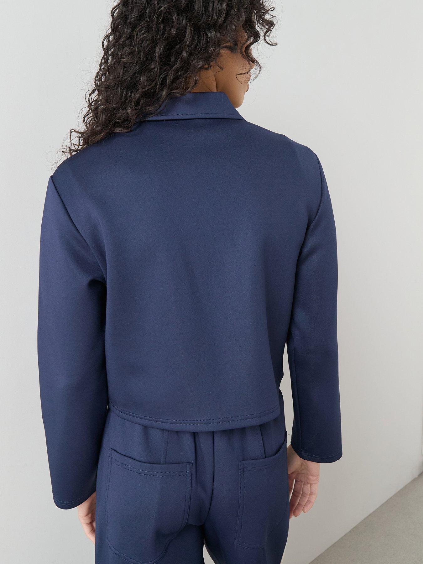 Image 2 of 7 of The Very Collection Zip Through Side Stripe Jacket Co-Ord - Navy