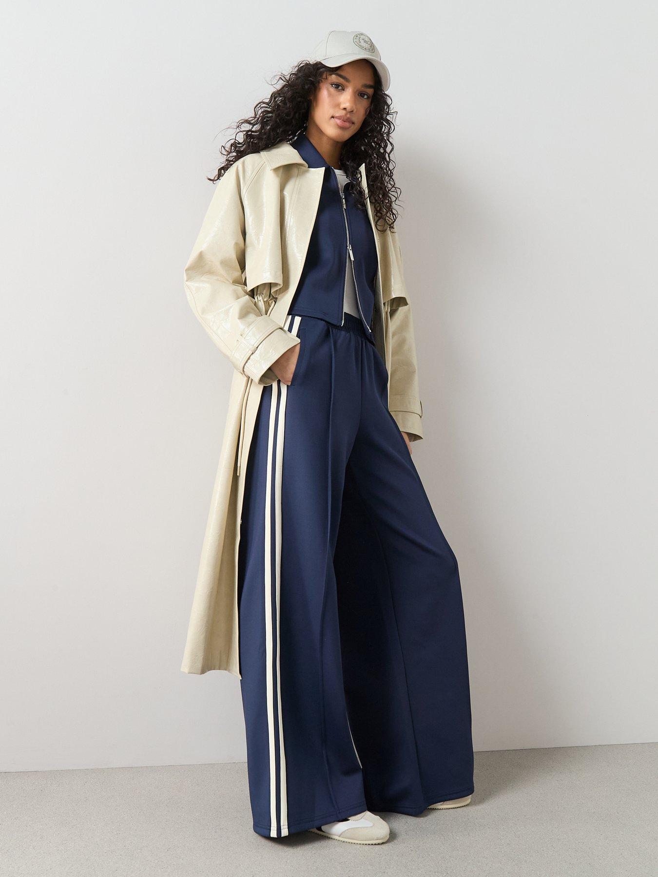 Image 3 of 7 of The Very Collection Zip Through Side Stripe Jacket Co-Ord - Navy