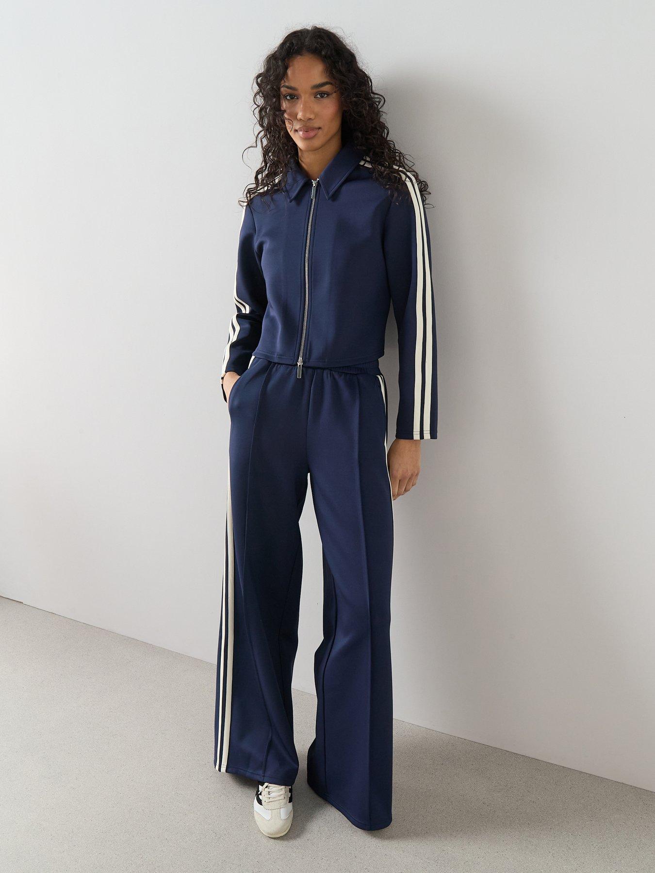 Image 5 of 7 of The Very Collection Zip Through Side Stripe Jacket Co-Ord - Navy