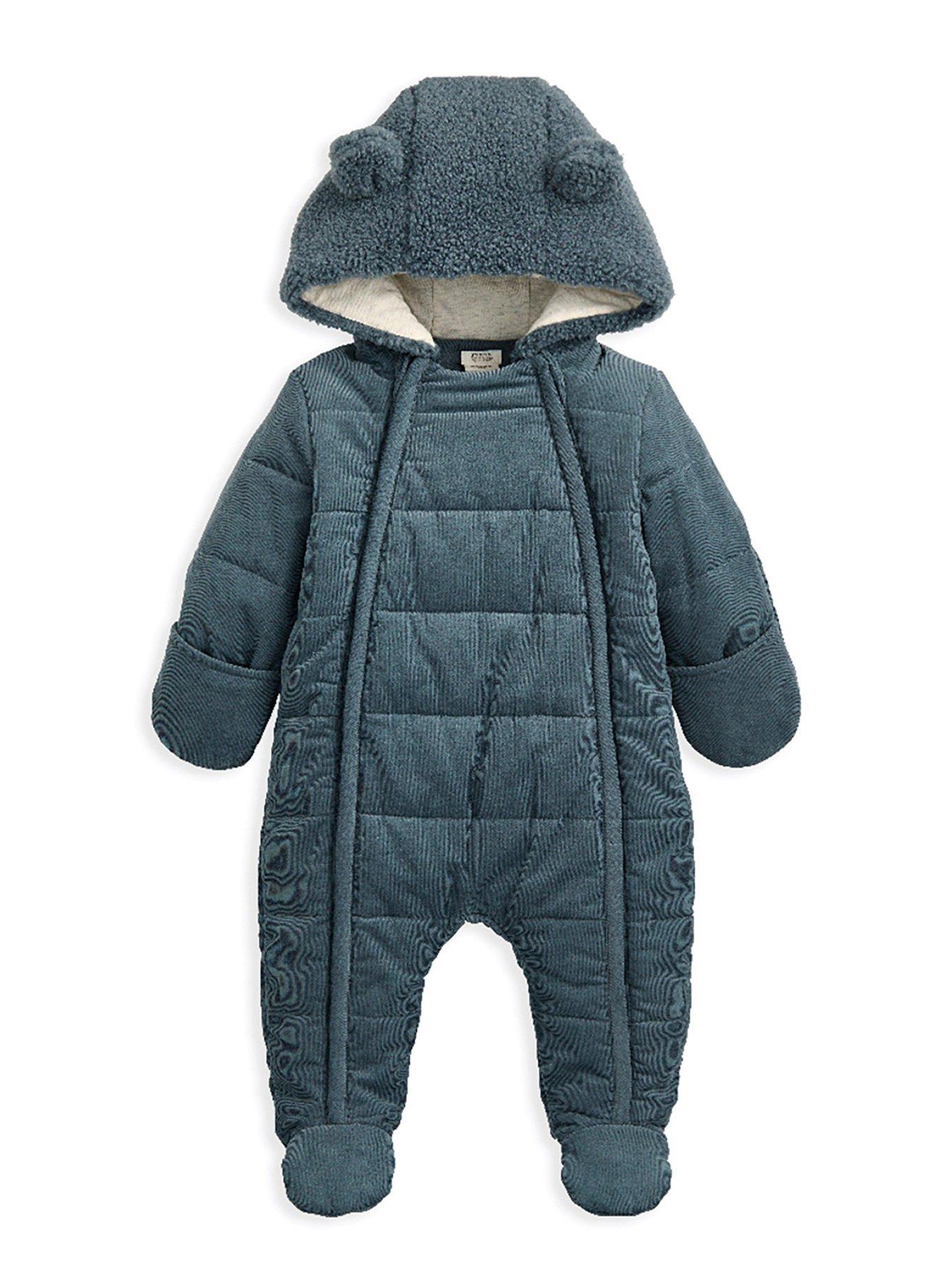 undefined Baby Boys Quilted Corduroy Pramsuit - Blue