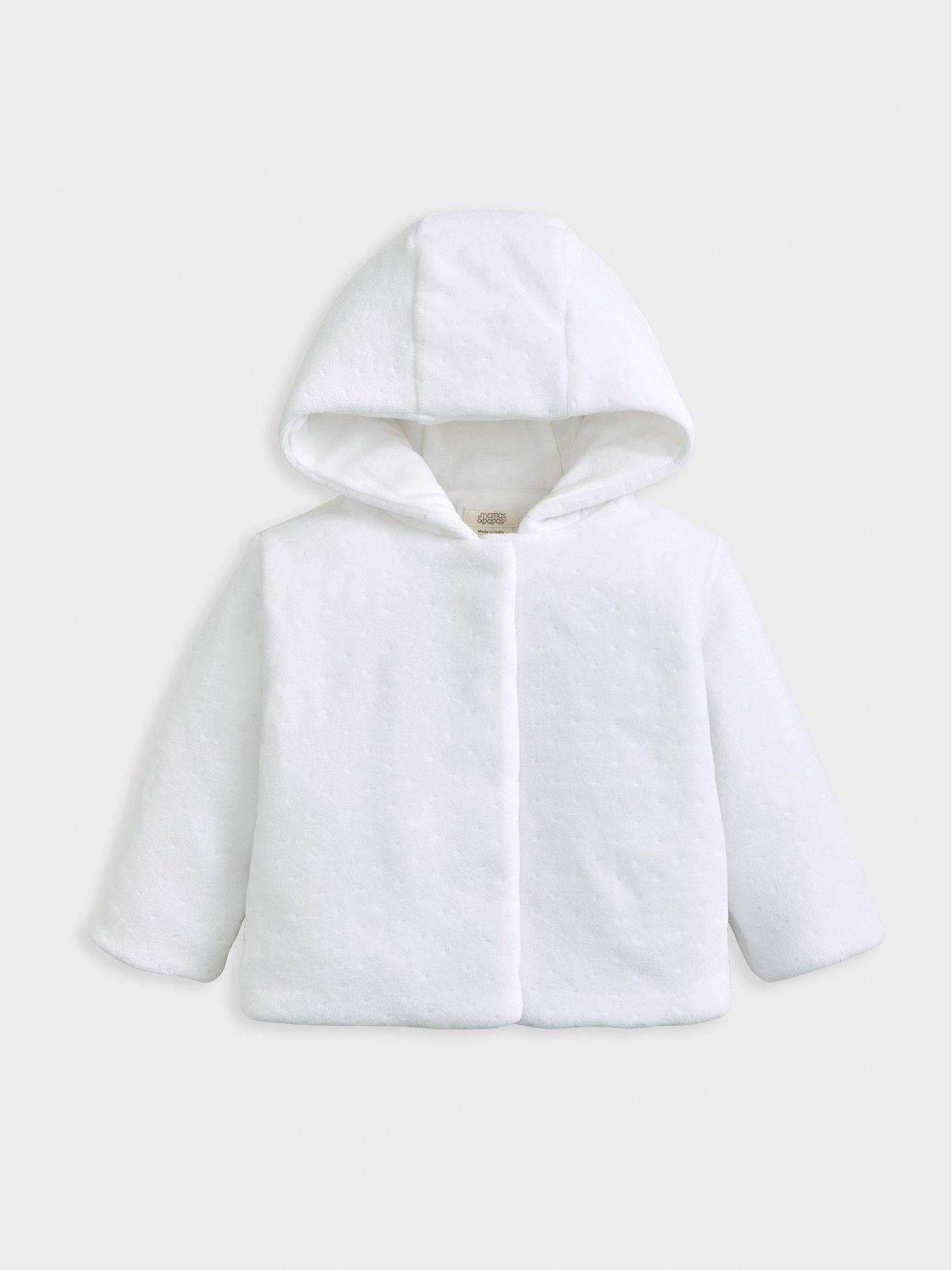 undefined Baby Unisex Velour Hooded Jacket - White