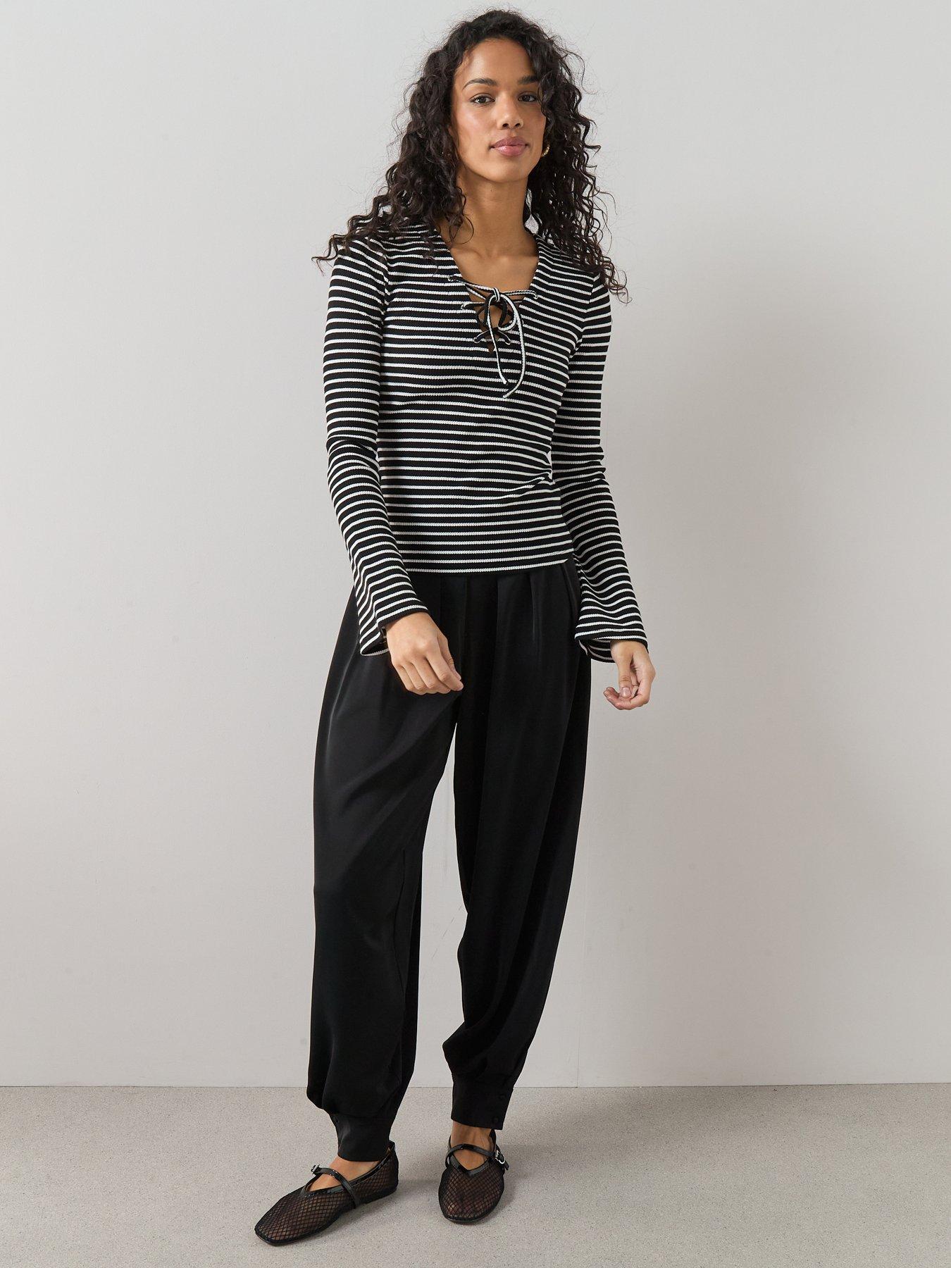 Image 3 of 6 of The Very Collection Tie Up Stripe Long Sleeve Top - Multi