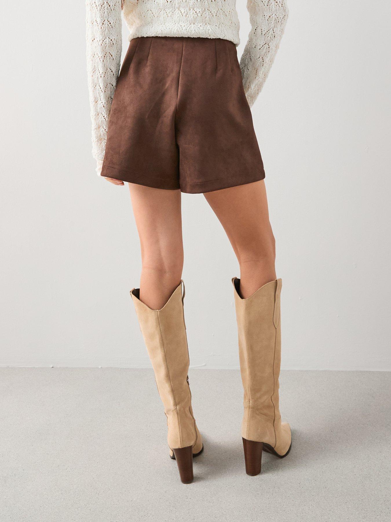 Image 2 of 6 of The Very Collection Suede Shorts - Brown