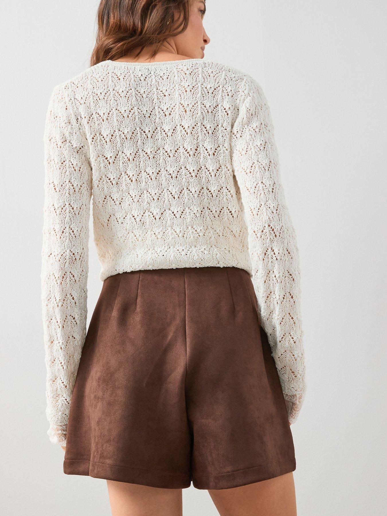 Image 4 of 6 of The Very Collection Suede Shorts - Brown