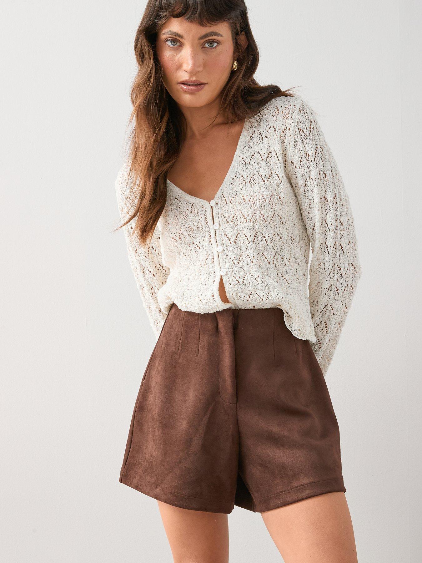 Image 6 of 6 of The Very Collection Suede Shorts - Brown