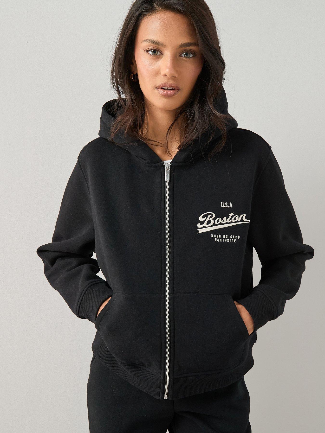 The Very Collection Zip Up Graphic Hoodie - Black