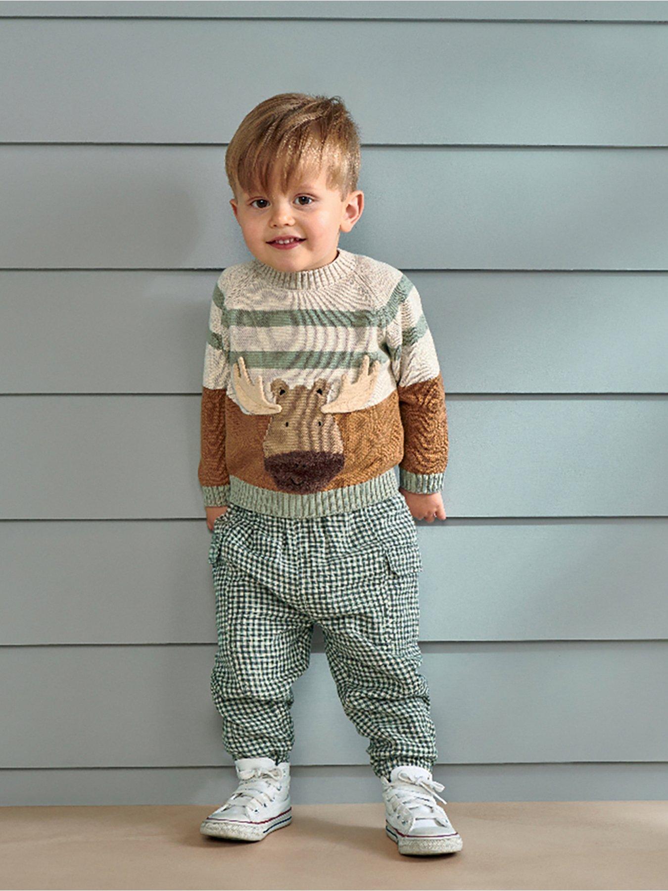undefined Baby Boys Moose Knit Jumper With 3d Antlers - Brown