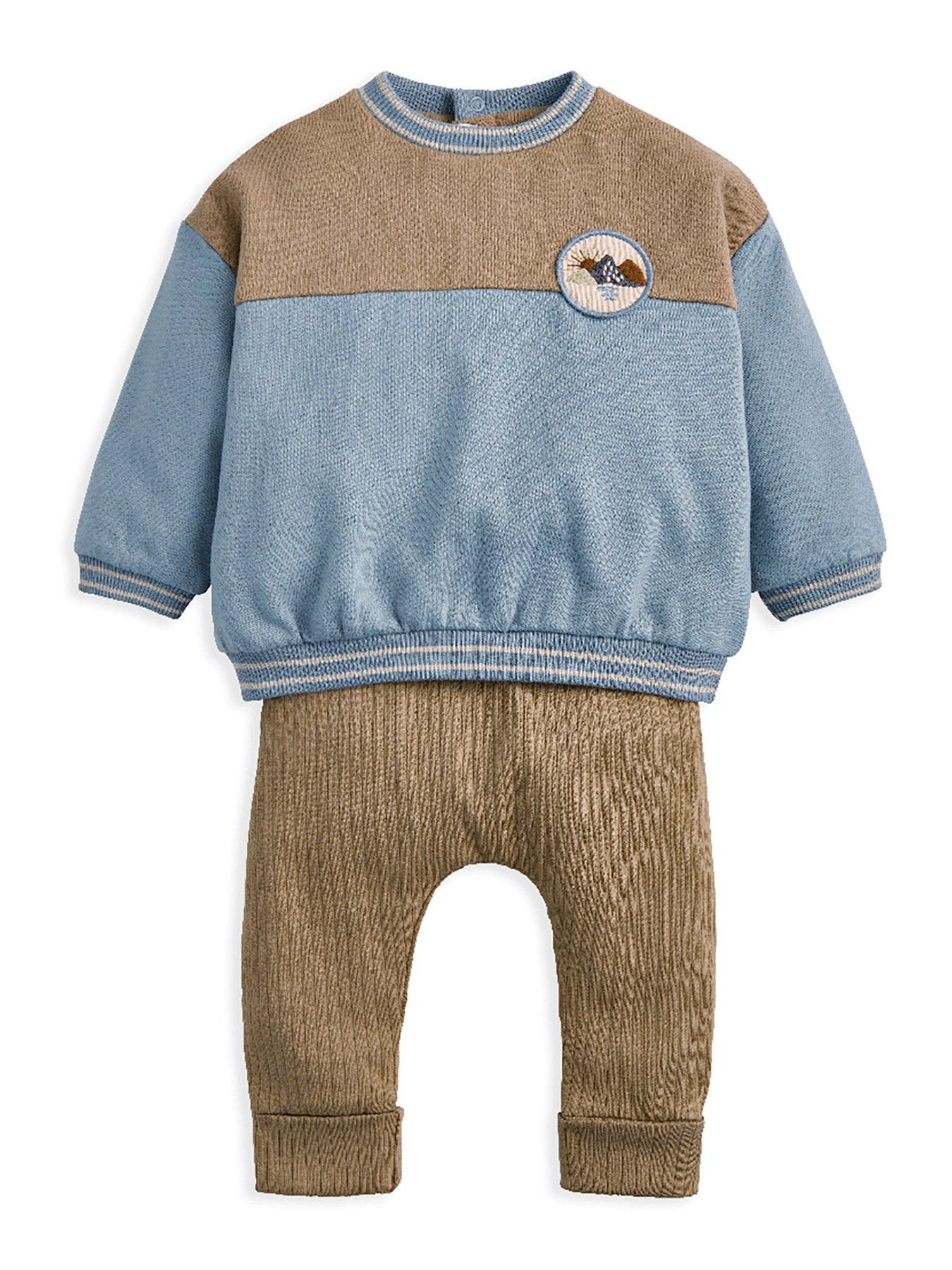 Image 1 of 4 of Mamas & Papas Baby Boys 2 Piece Colour Block Sweatshirt & Legging Set - Beige