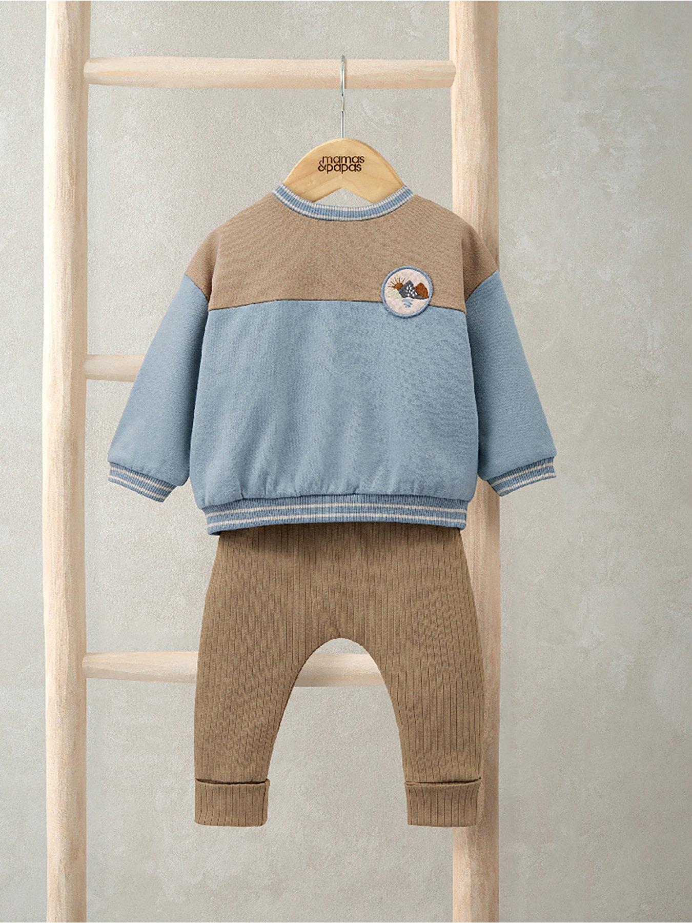 Image 4 of 4 of Mamas & Papas Baby Boys 2 Piece Colour Block Sweatshirt & Legging Set - Beige