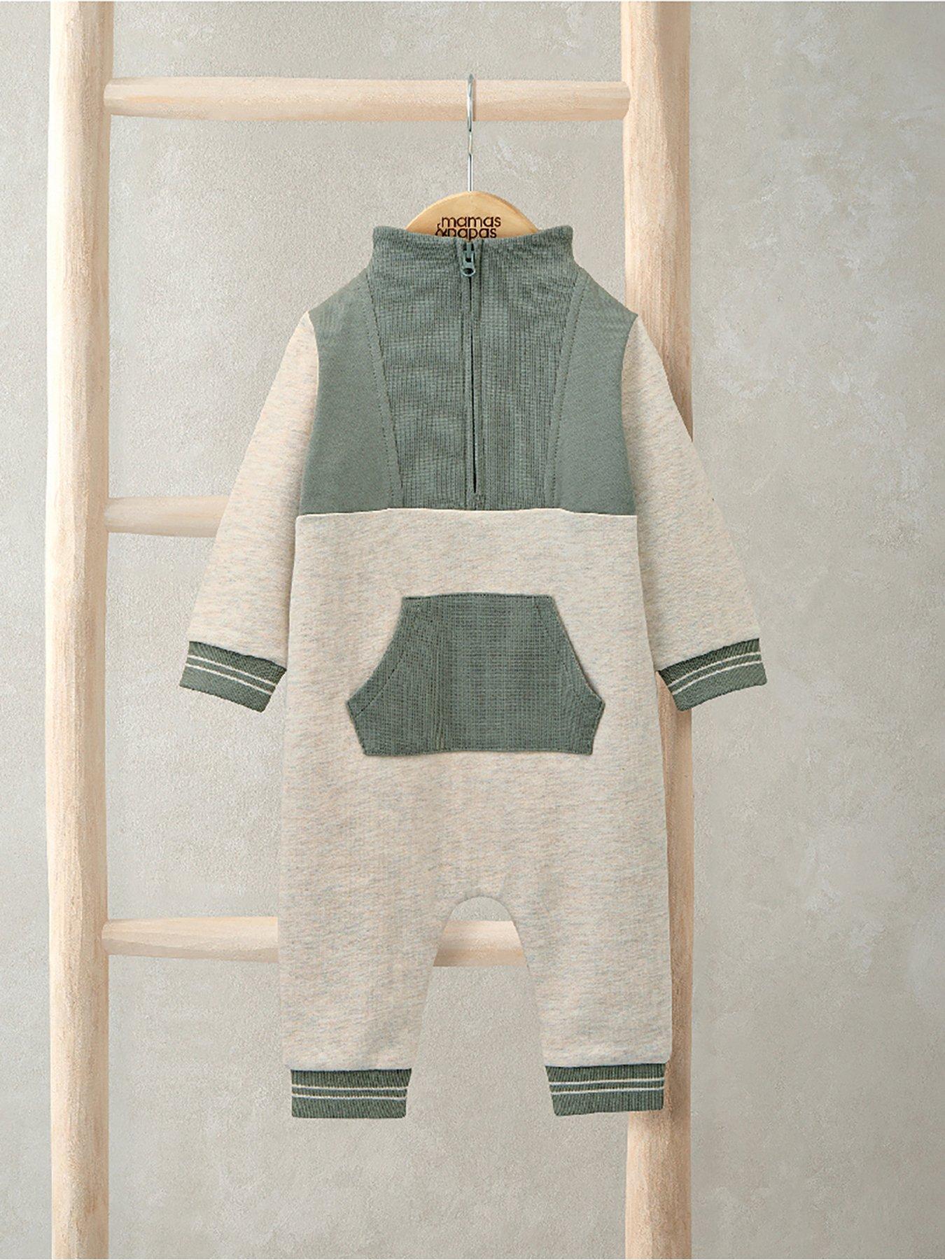 Image 2 of 2 of Mamas & Papas Baby Boys Colour Block Slouchy Romper - Beige