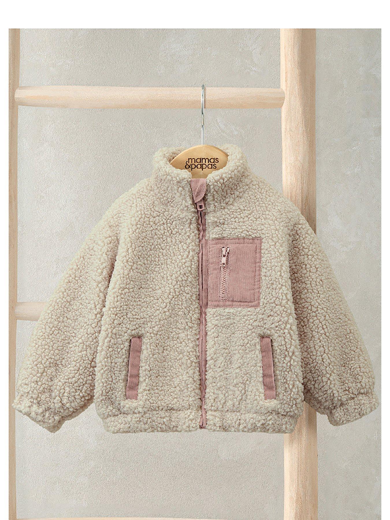 undefined Baby Girls Funnel Neck Borg Jacket - Cream
