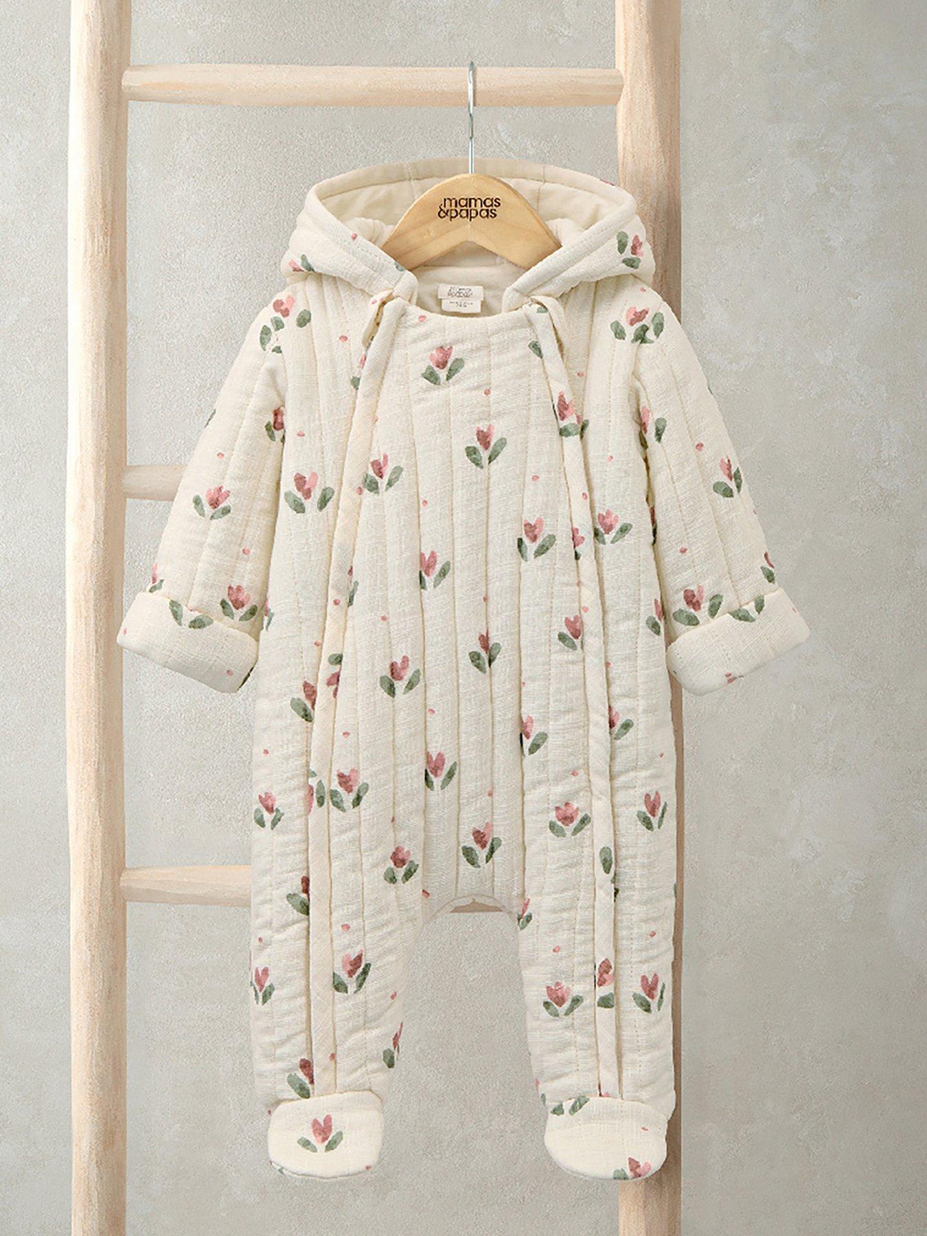 undefined Baby Girls Tulip Print Pramsuit - Cream