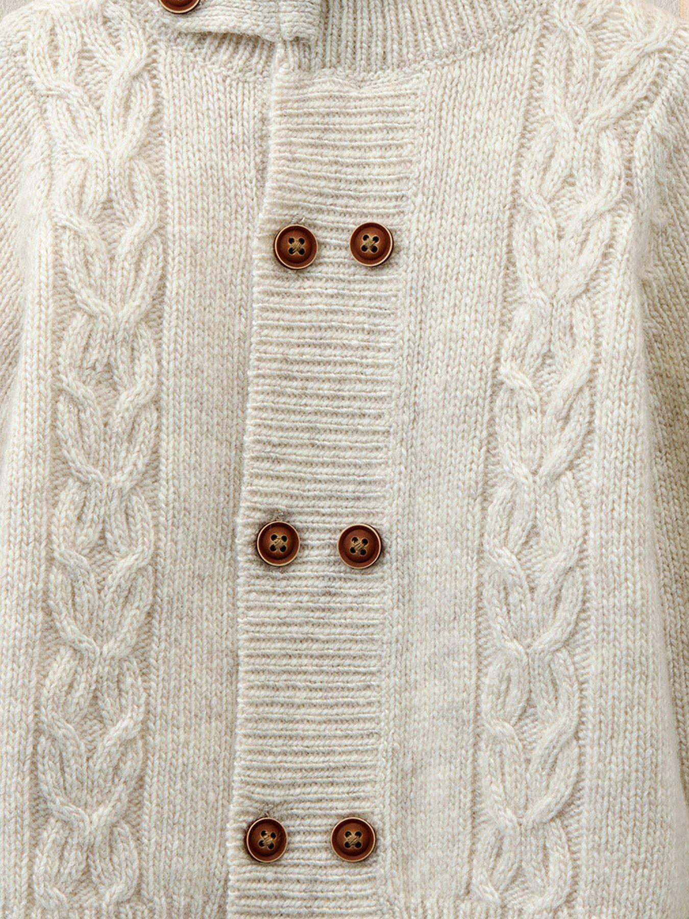Image 2 of 3 of Mamas & Papas Baby Boys Funnel Neck Cable Knit Cardigan - Beige
