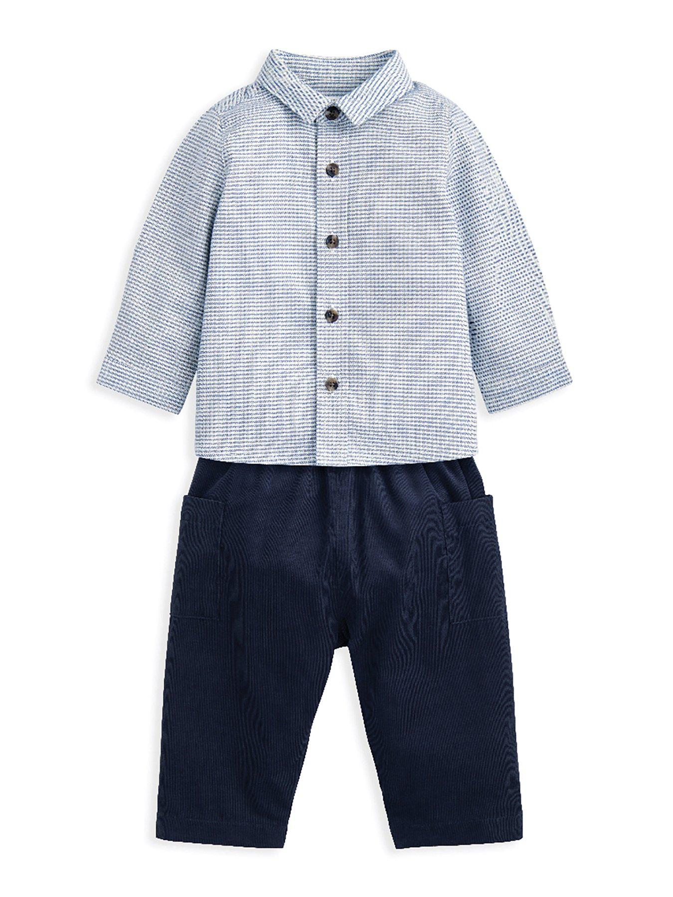 undefined Baby Boys Check Shirt & Cord Trousers Set - Blue
