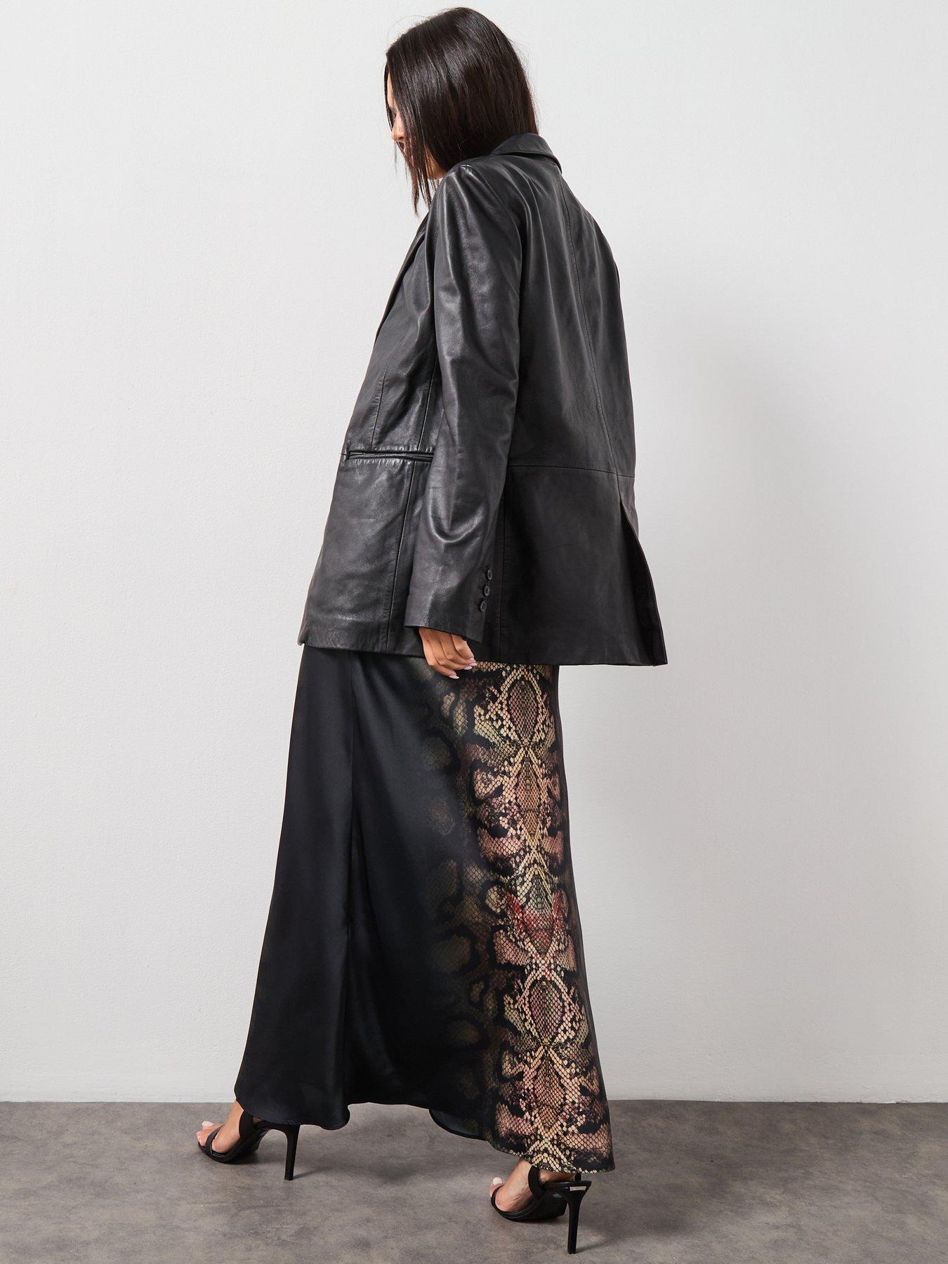  image of allsaints-deri-leather-blazer-black