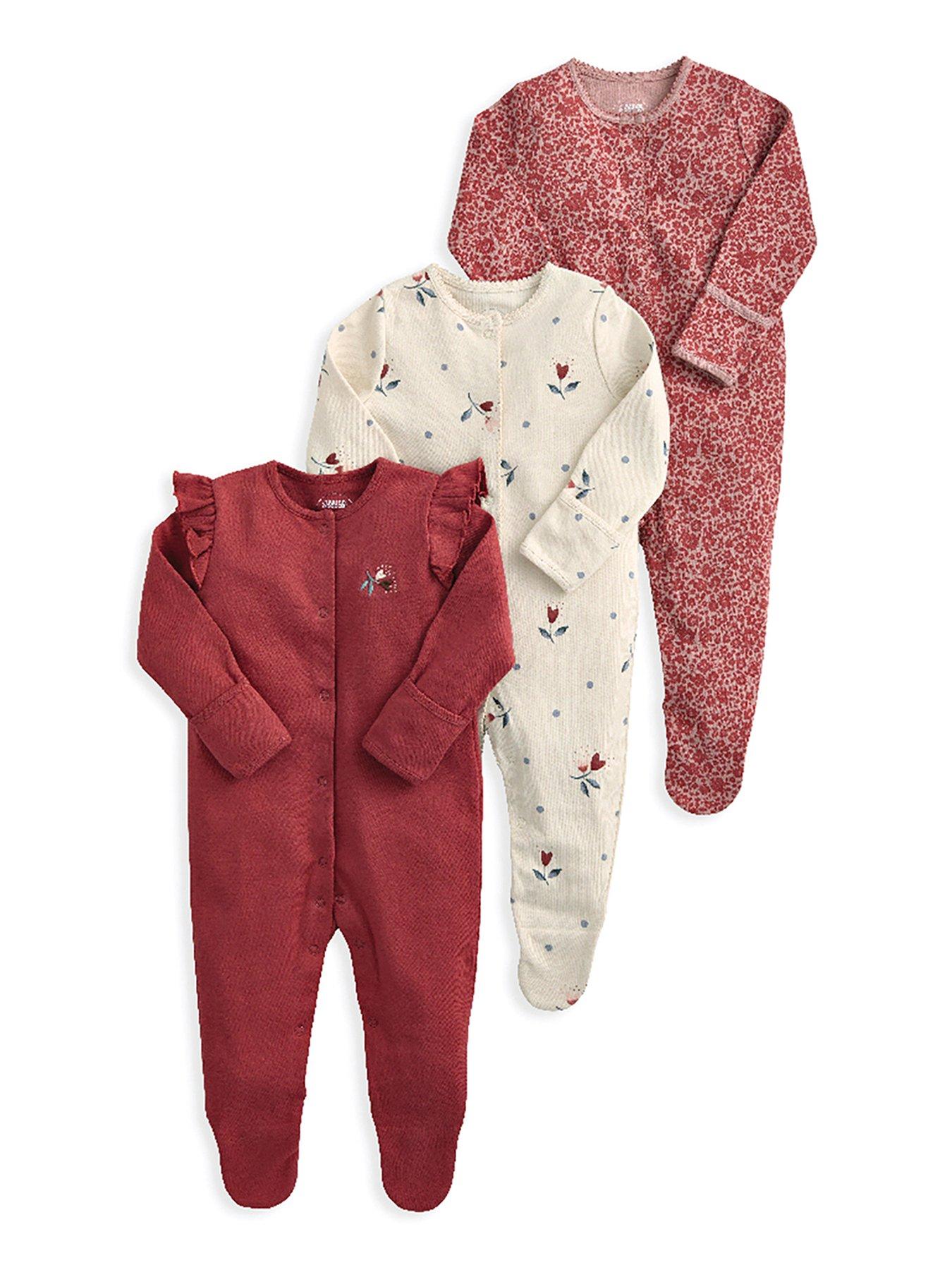 Image 2 of 2 of Mamas & Papas Baby Girls 3 Pack Floral Nostalgic Sleepsuits - Multi