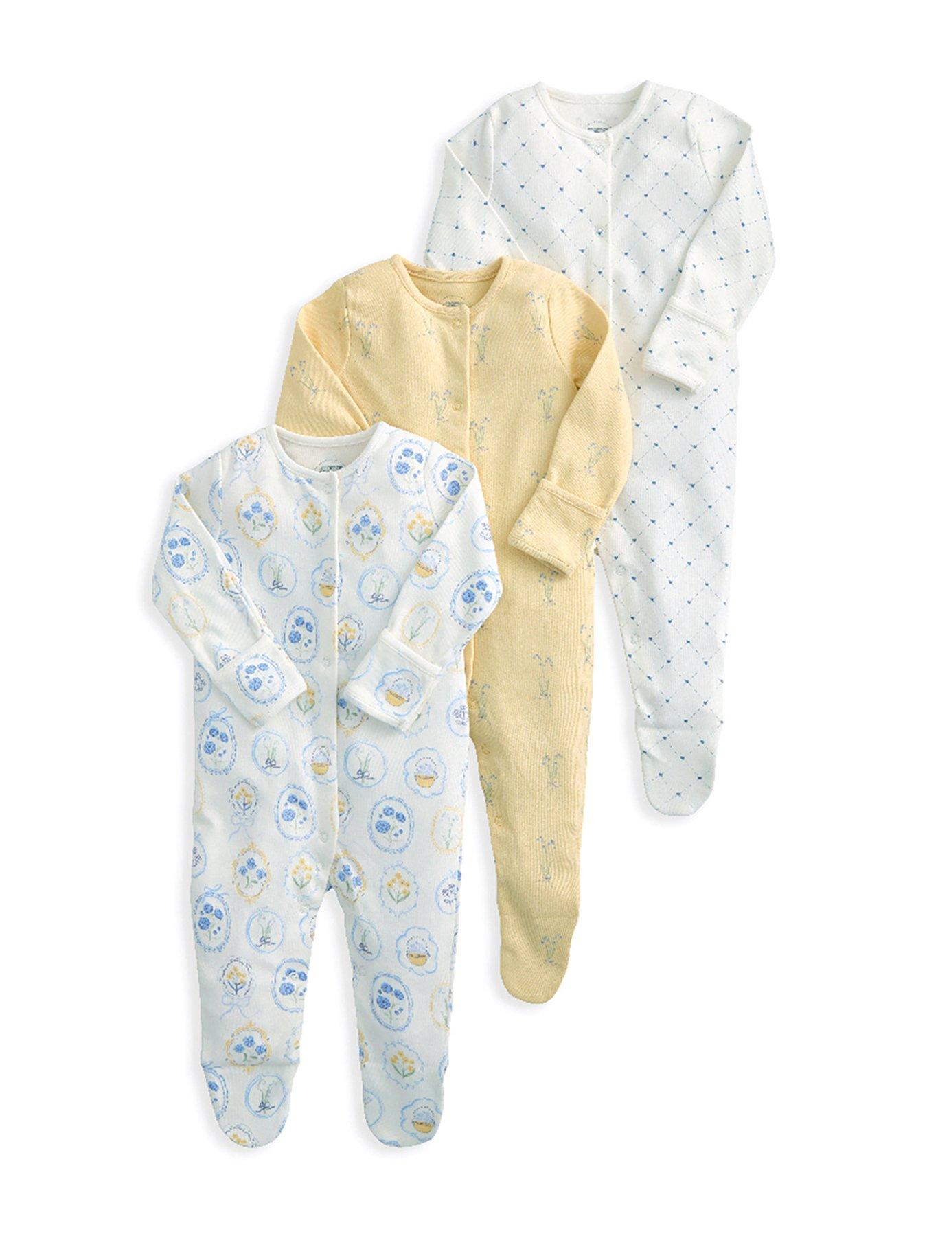 Mamas & Papas Baby Girls 3 Pack Delicate Dreamer Sleepsuits - Multi