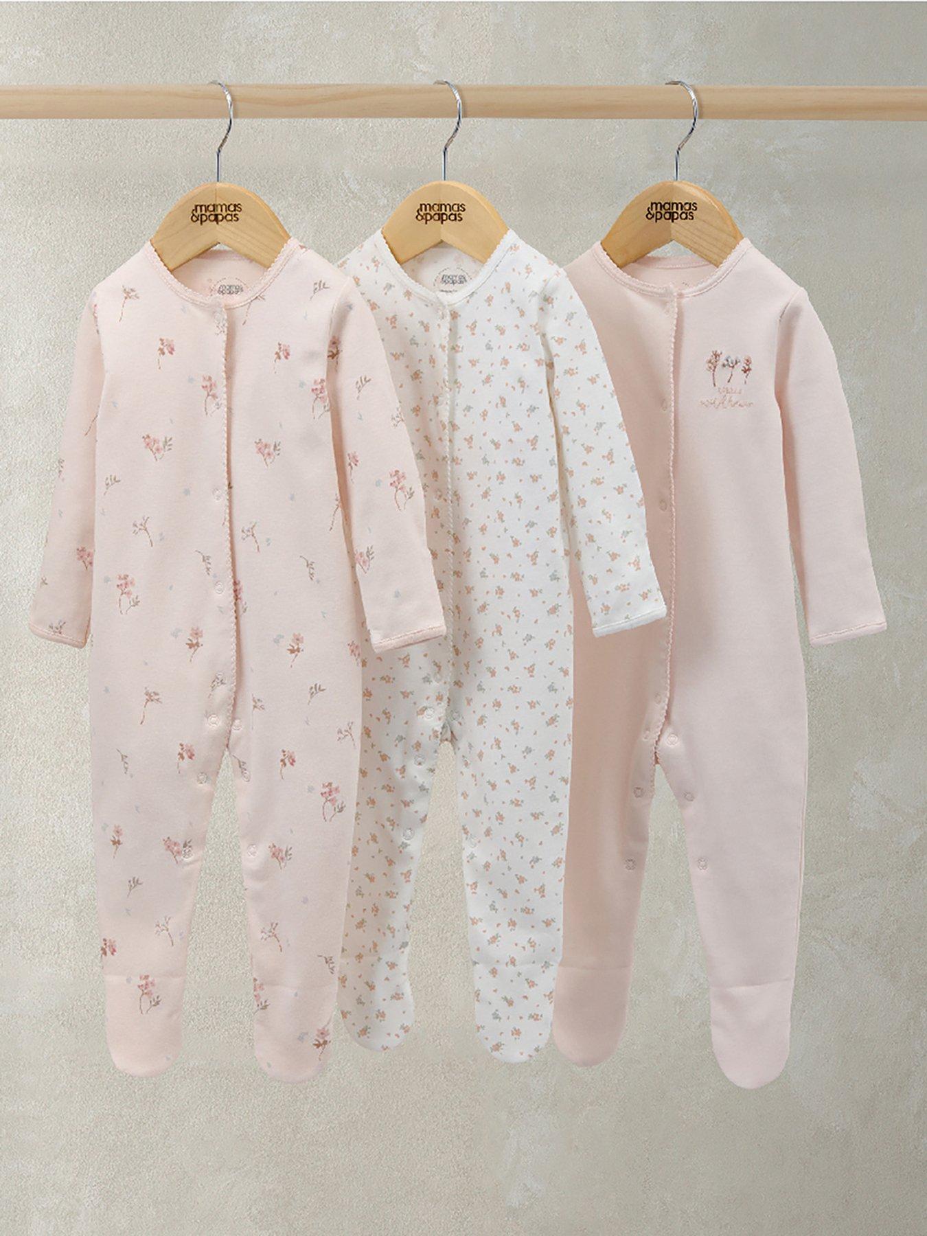 undefined Baby Girls 3 Pack Ditsy Floral Sleepsuits - Multi