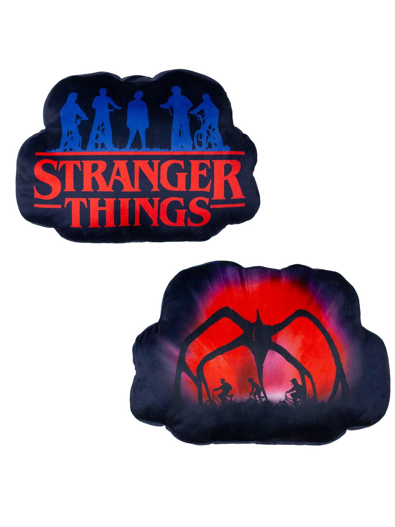 Image 1 of 3 of Stranger Things Flames Logo Shaped Cushion