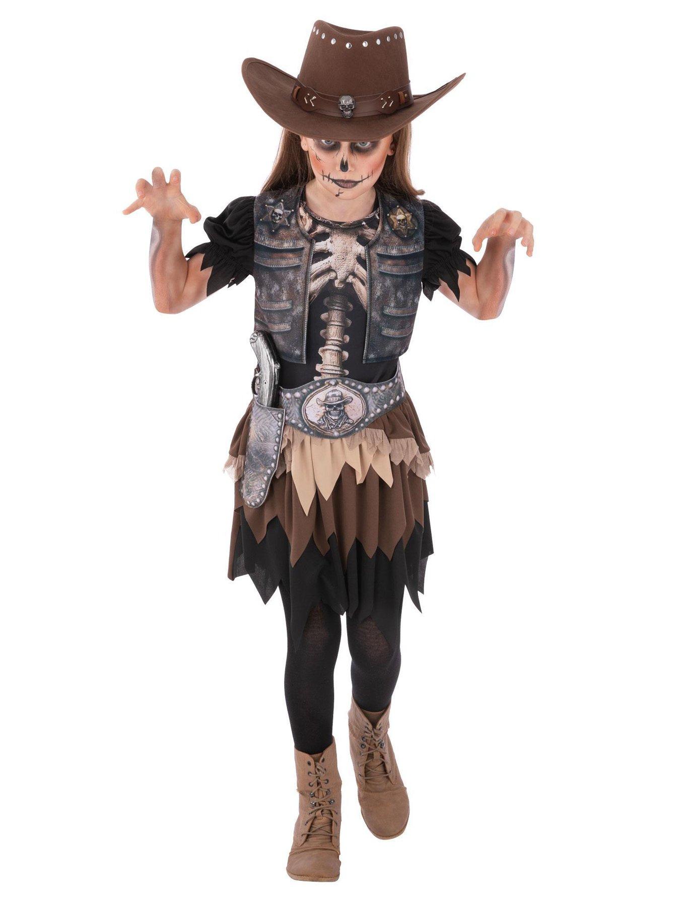 Image 2 of 2 of Kids Skeleton Cowgirl Costume with Holster Belt