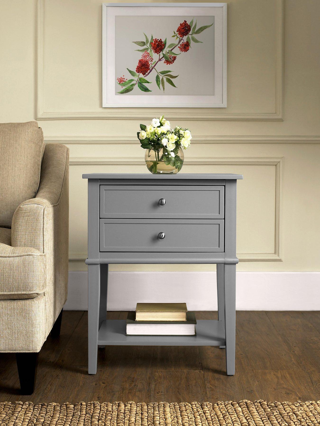 undefined Franklin Accent Table With 2 Drawers Grey