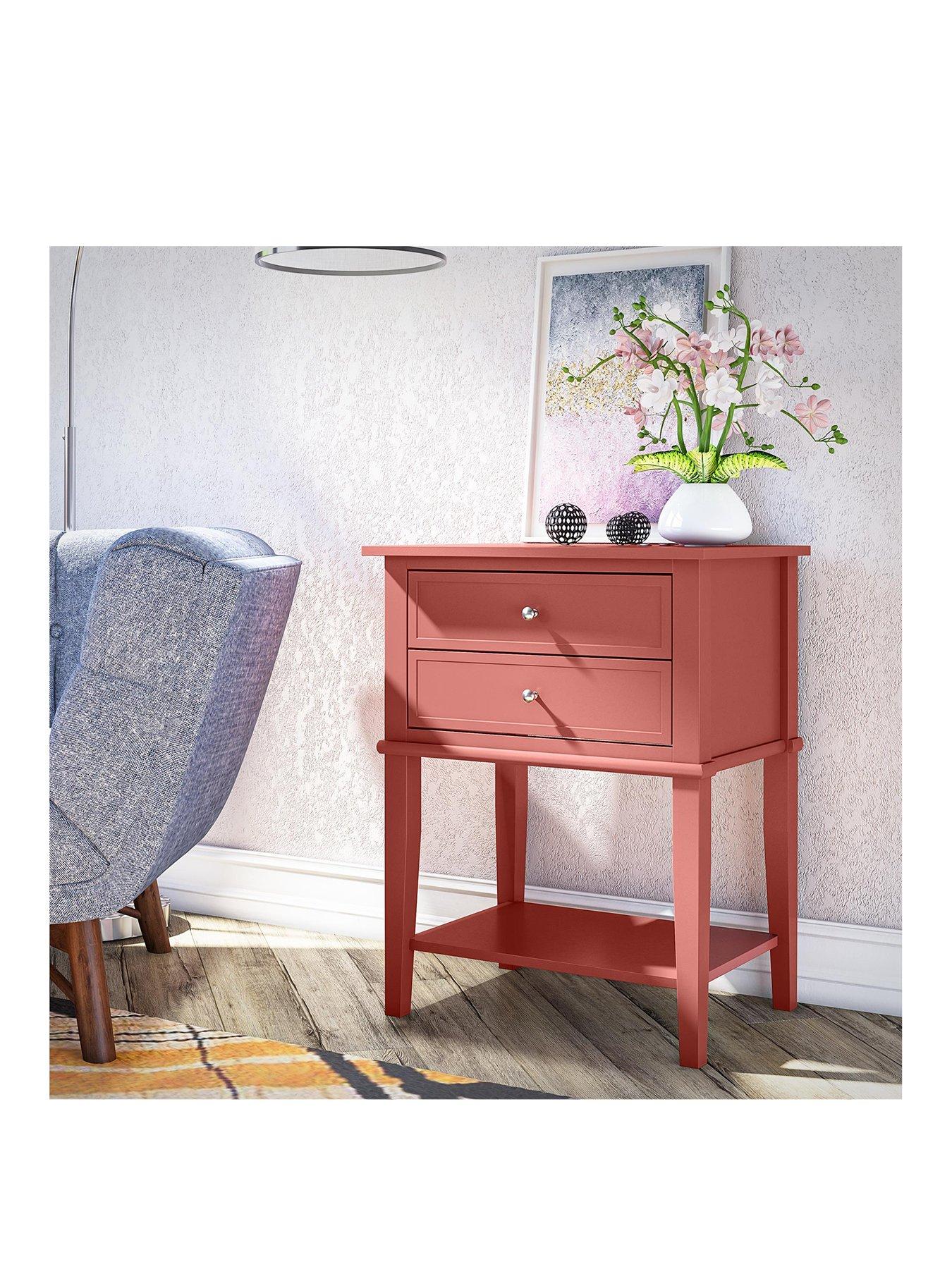 Image 2 of 7 of Dorel Home Franklin Accent Table With 2 Drawers Terracotta