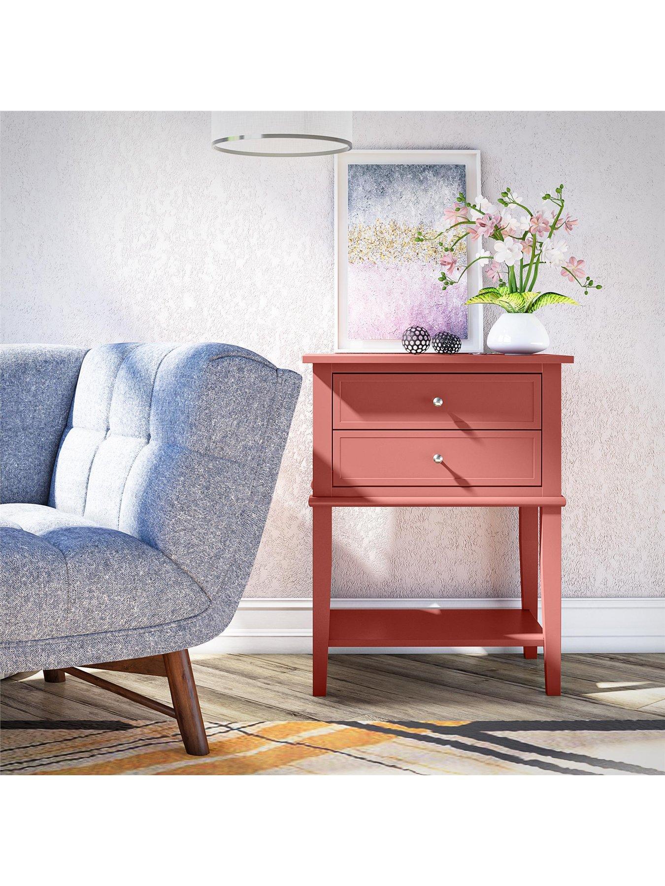 Image 3 of 7 of Dorel Home Franklin Accent Table With 2 Drawers Terracotta